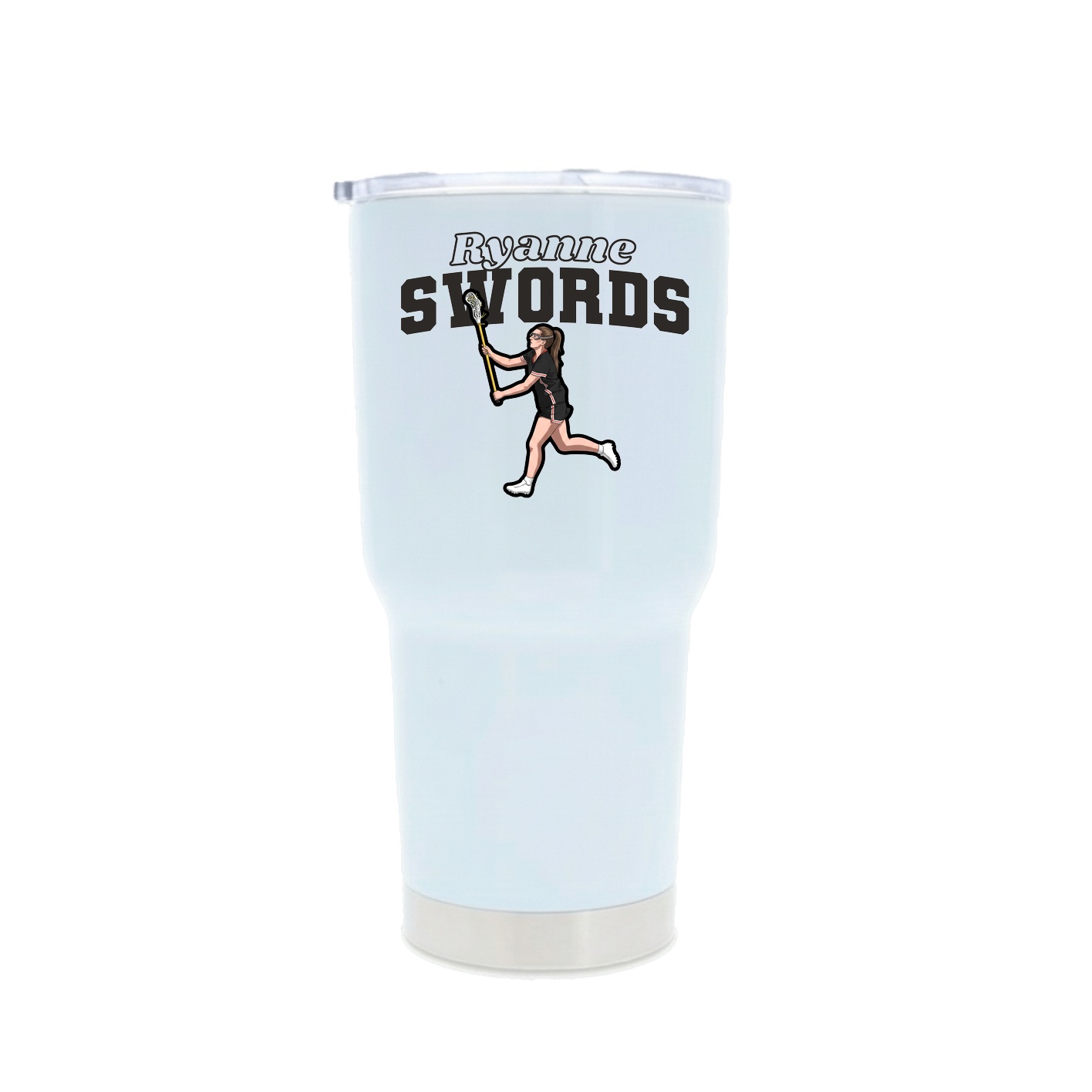 30oz Stainless Steel Tumbler — Name Arch in White