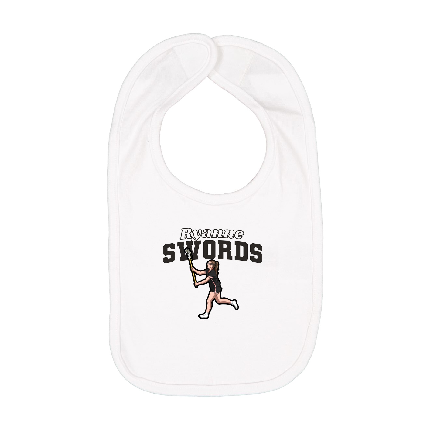 Infant Bib — Name Arch in White