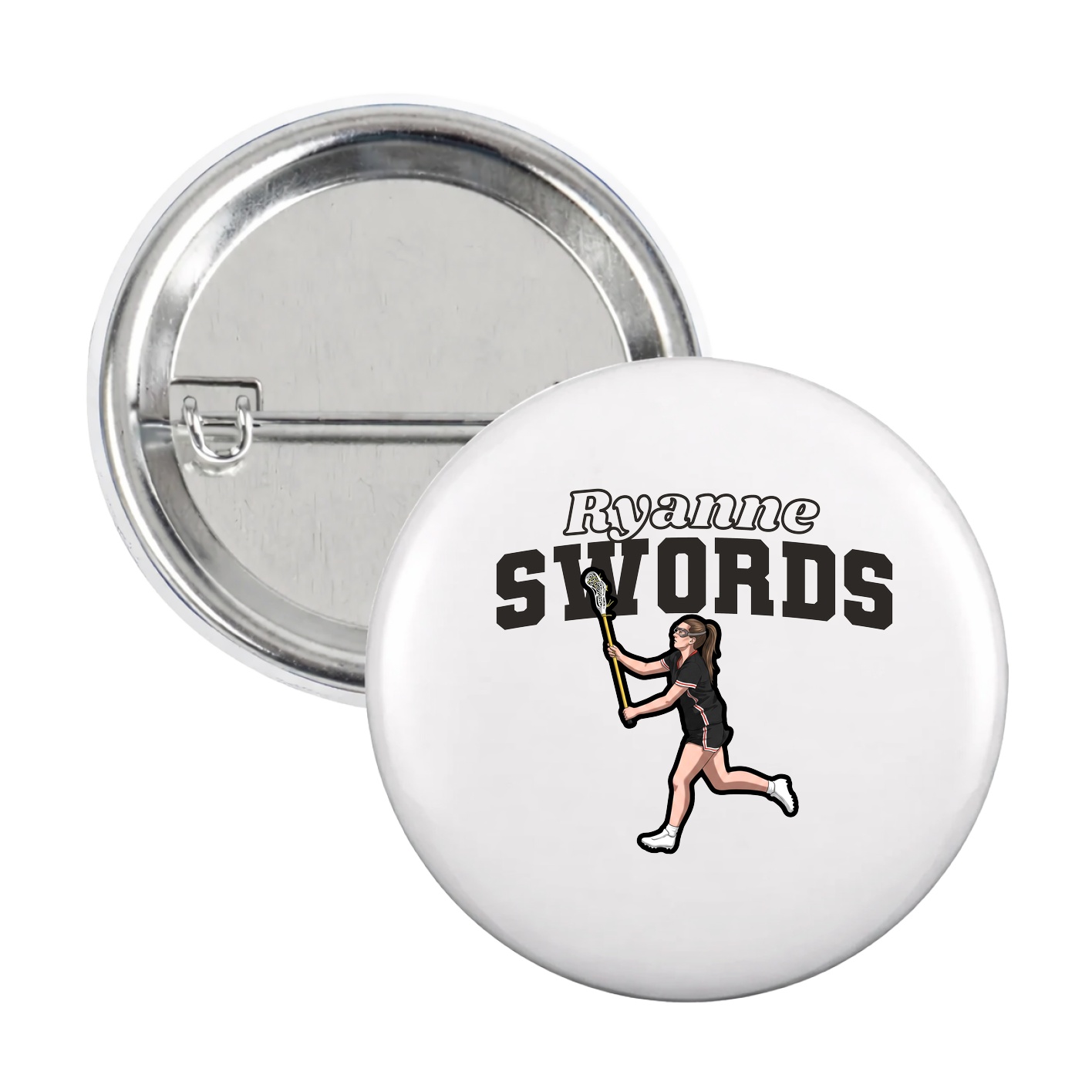 Game Day Button — Name Arch in White