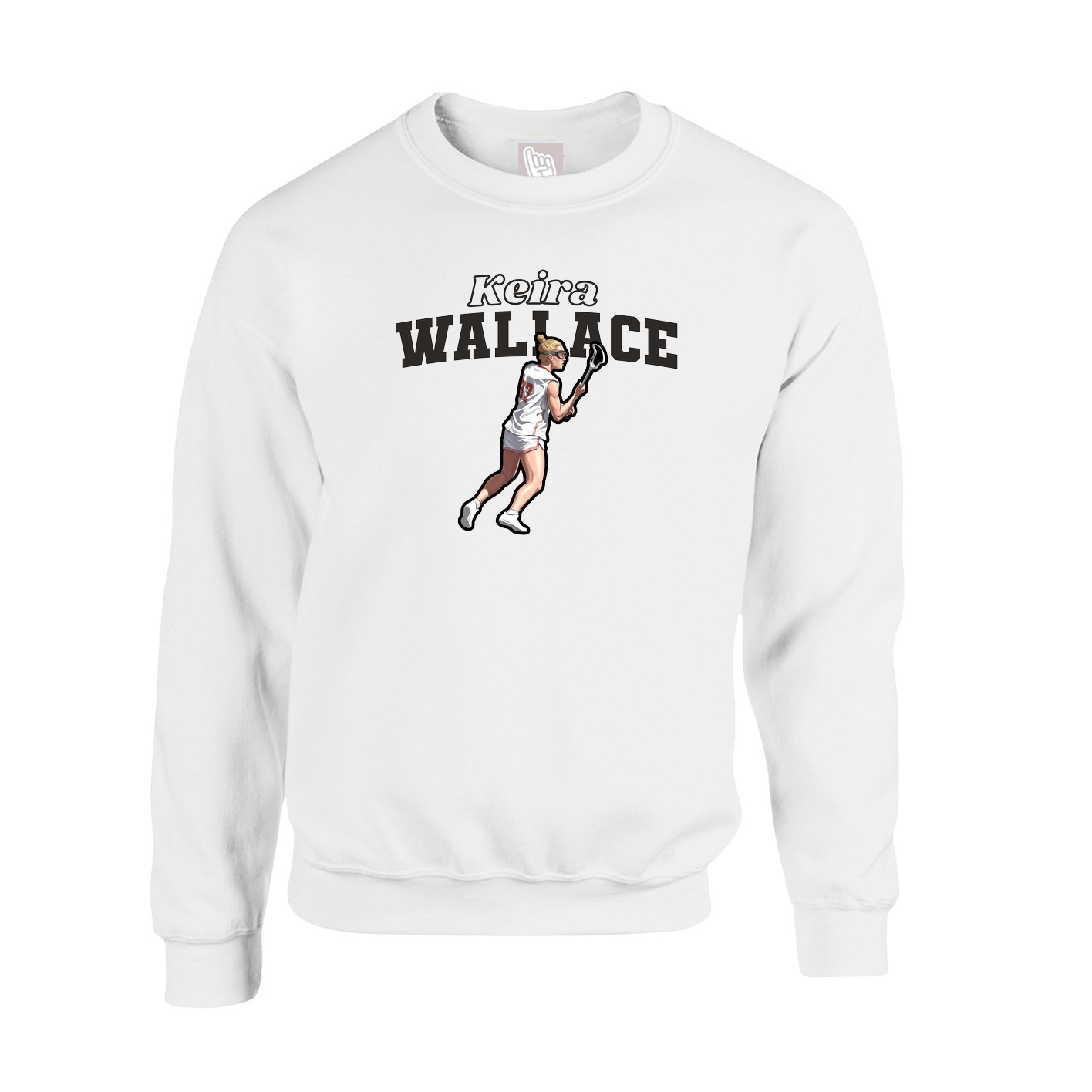 Fleece Crew — Name Arch in White