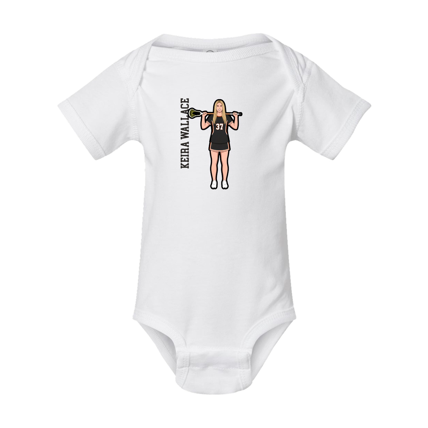 Baby Onesie — Name Vertical in White