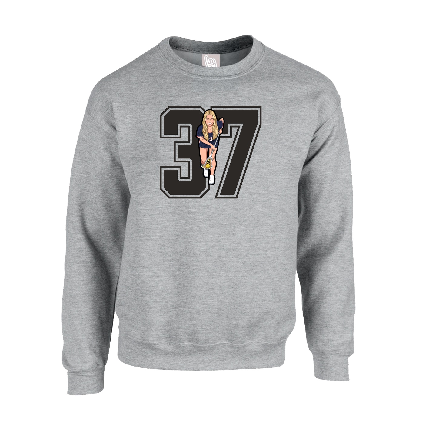 Fleece Crew — Number in Grey