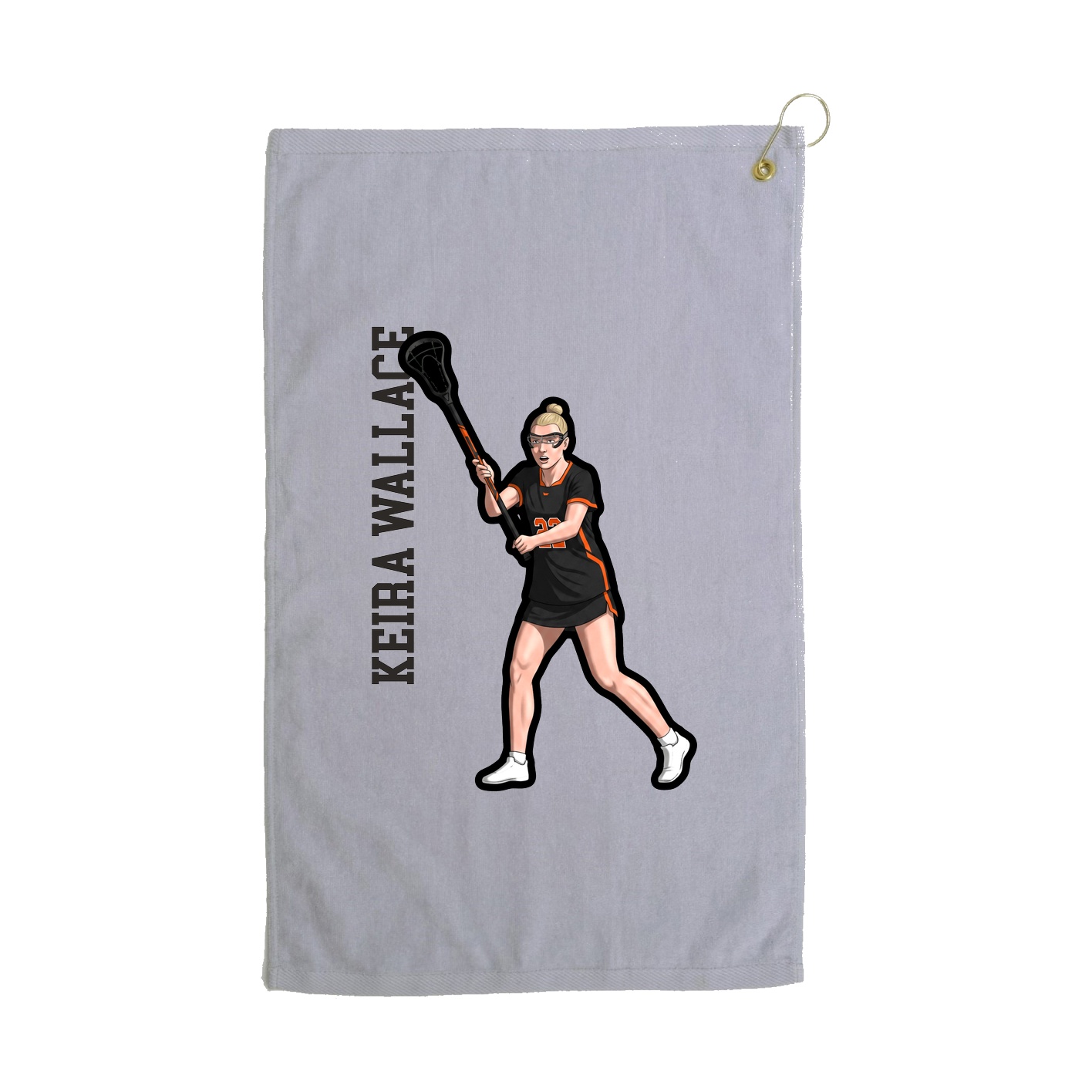 Golf Towel — Name Vertical in Grey