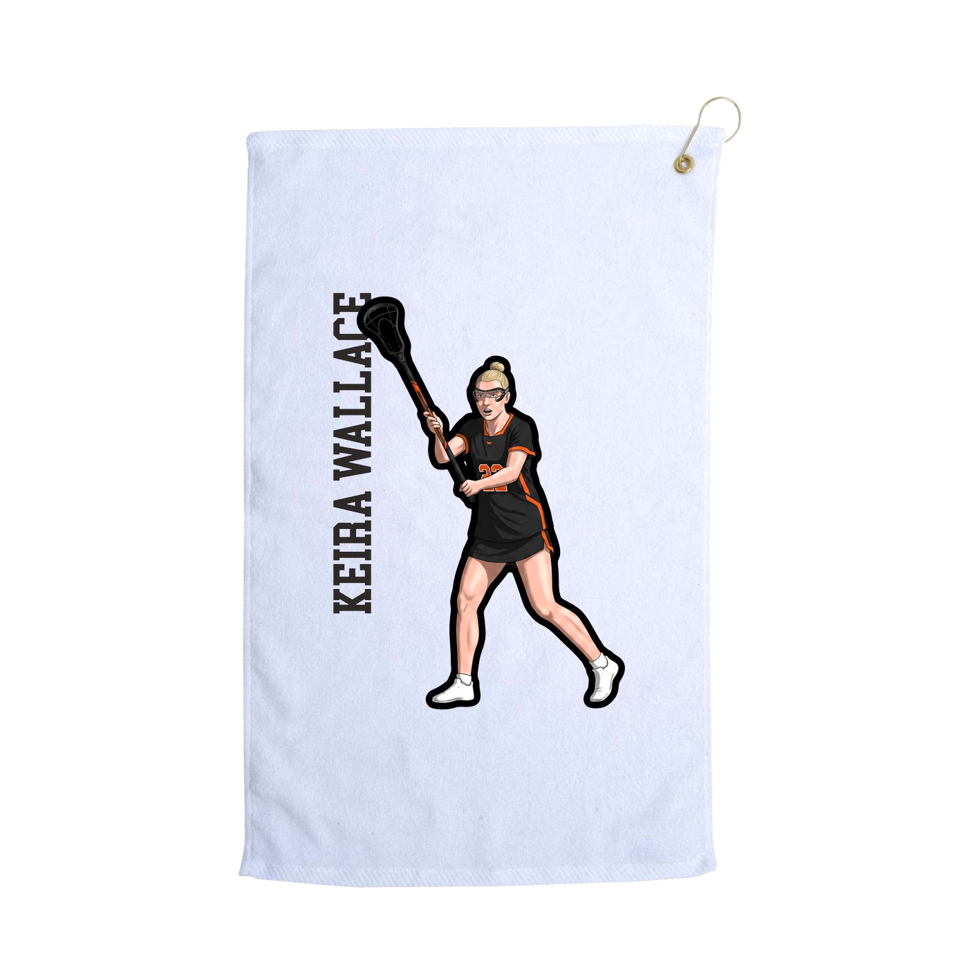 Golf Towel — Name Vertical in White
