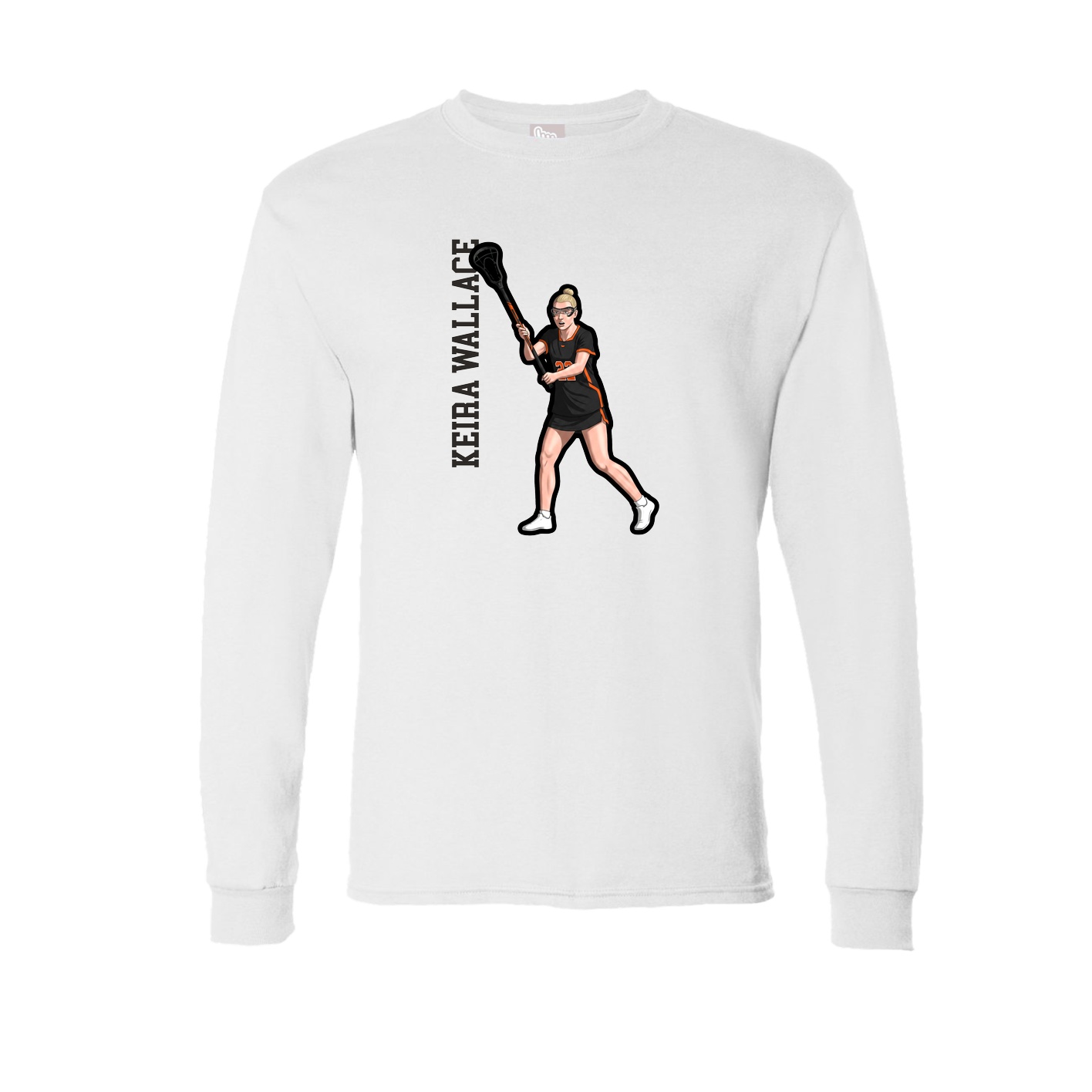 Long Sleeve Tee — Name Vertical in White