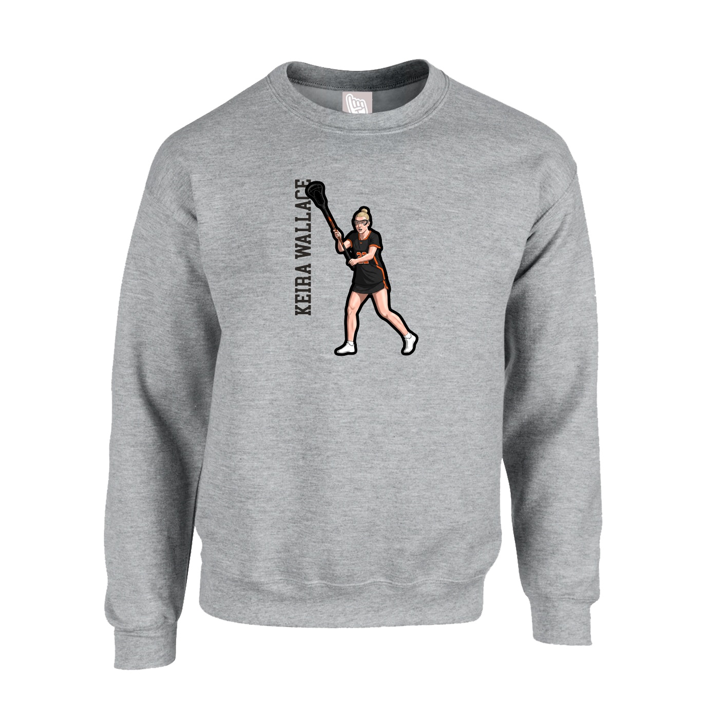 Fleece Crew — Name Vertical in Grey