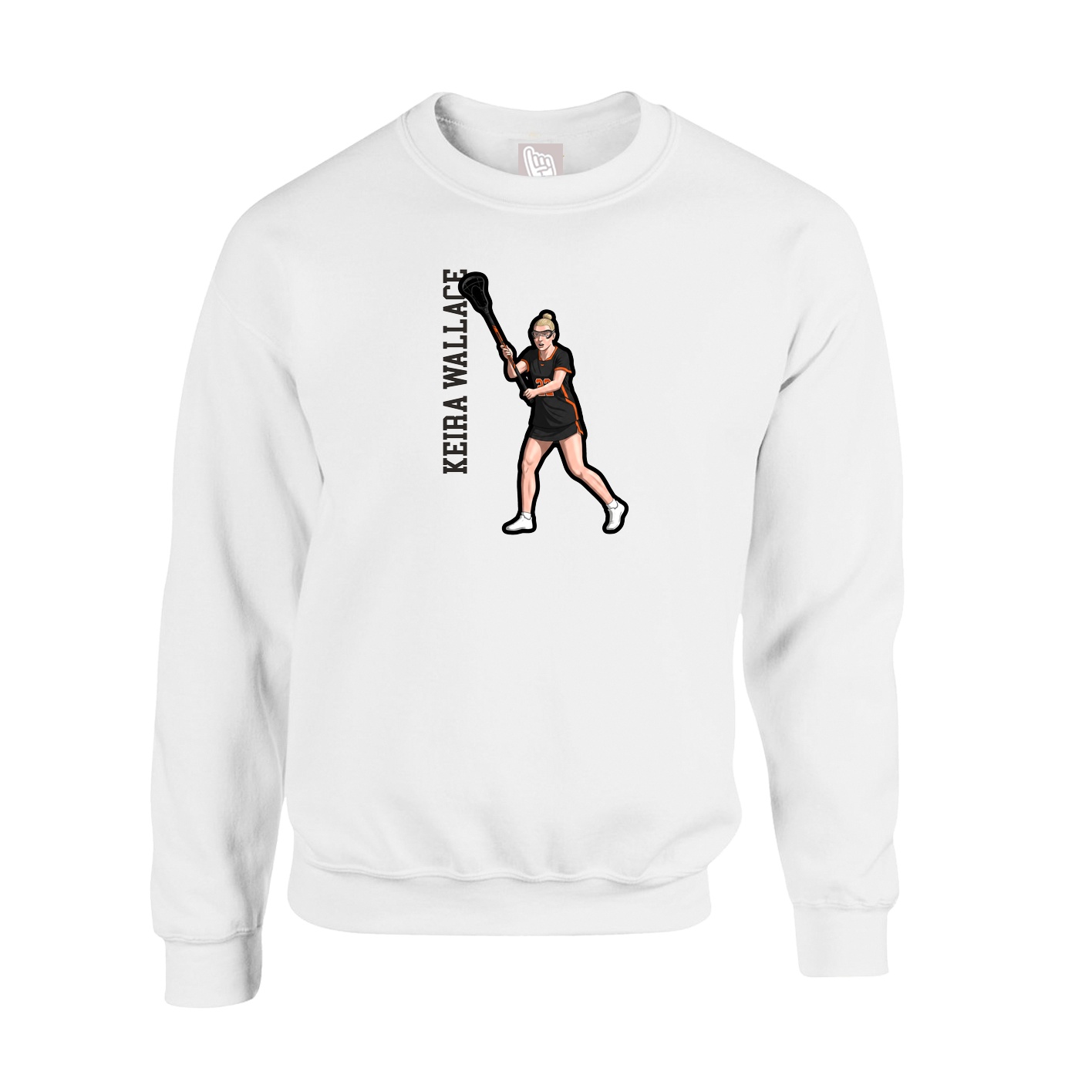 Fleece Crew — Name Vertical in White