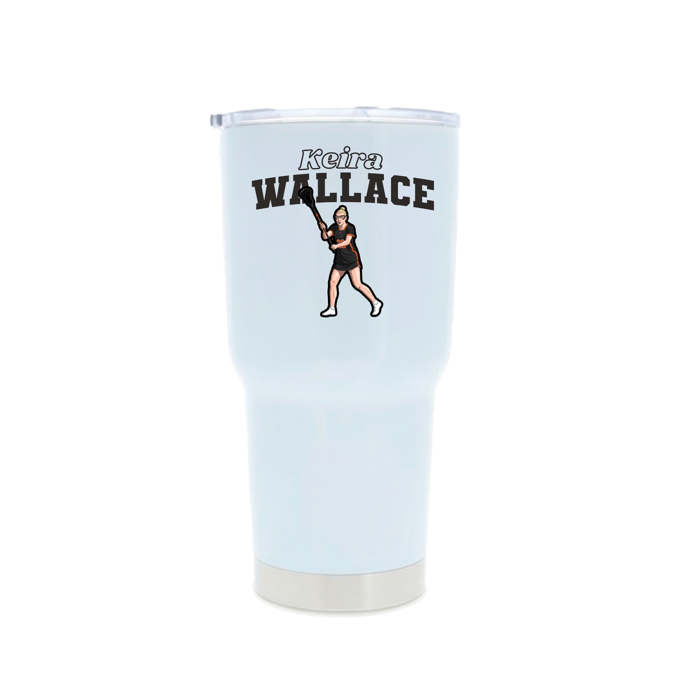 30oz Stainless Steel Tumbler — Name Arch in White