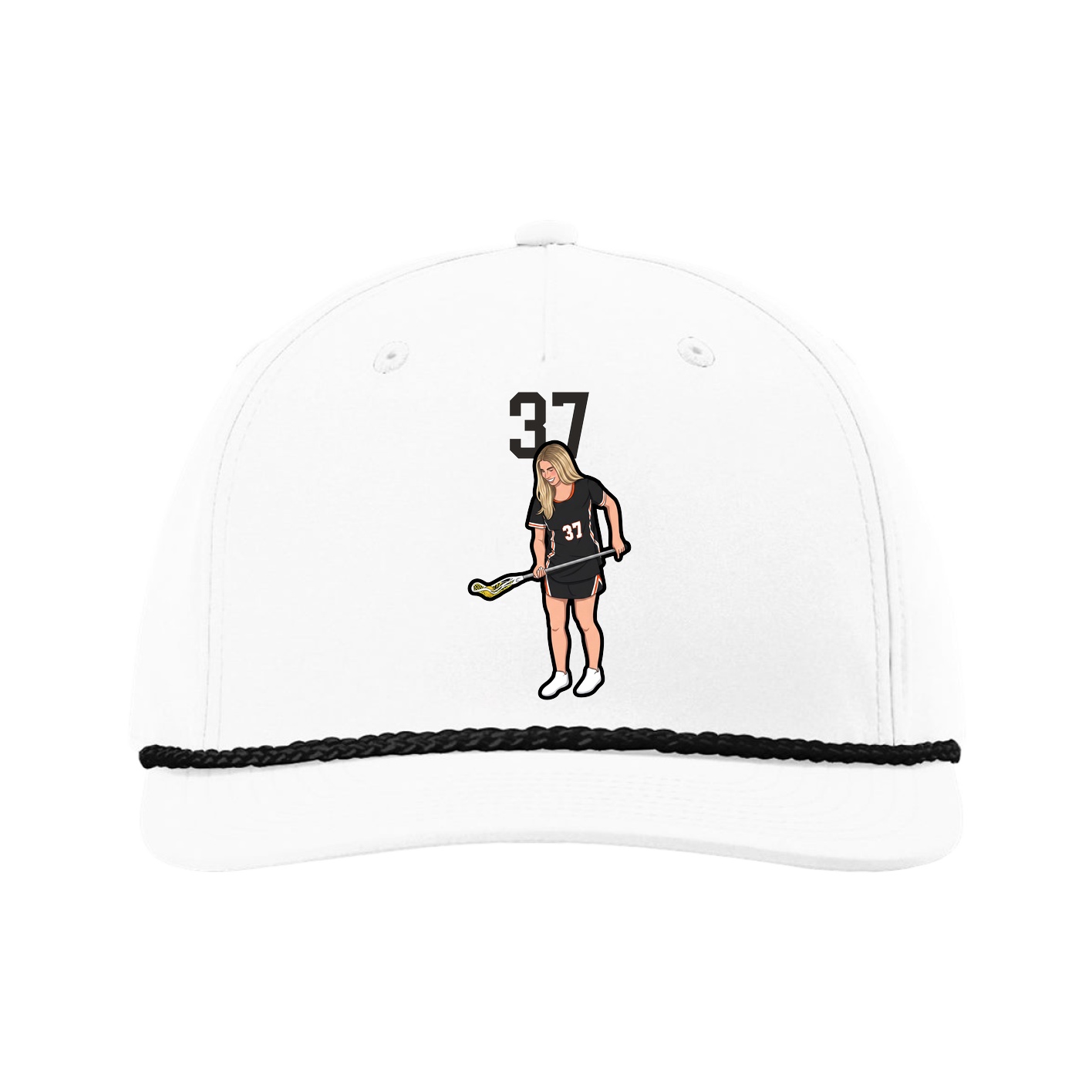 Five-Panel Classic Rope Cap — Number Top in White