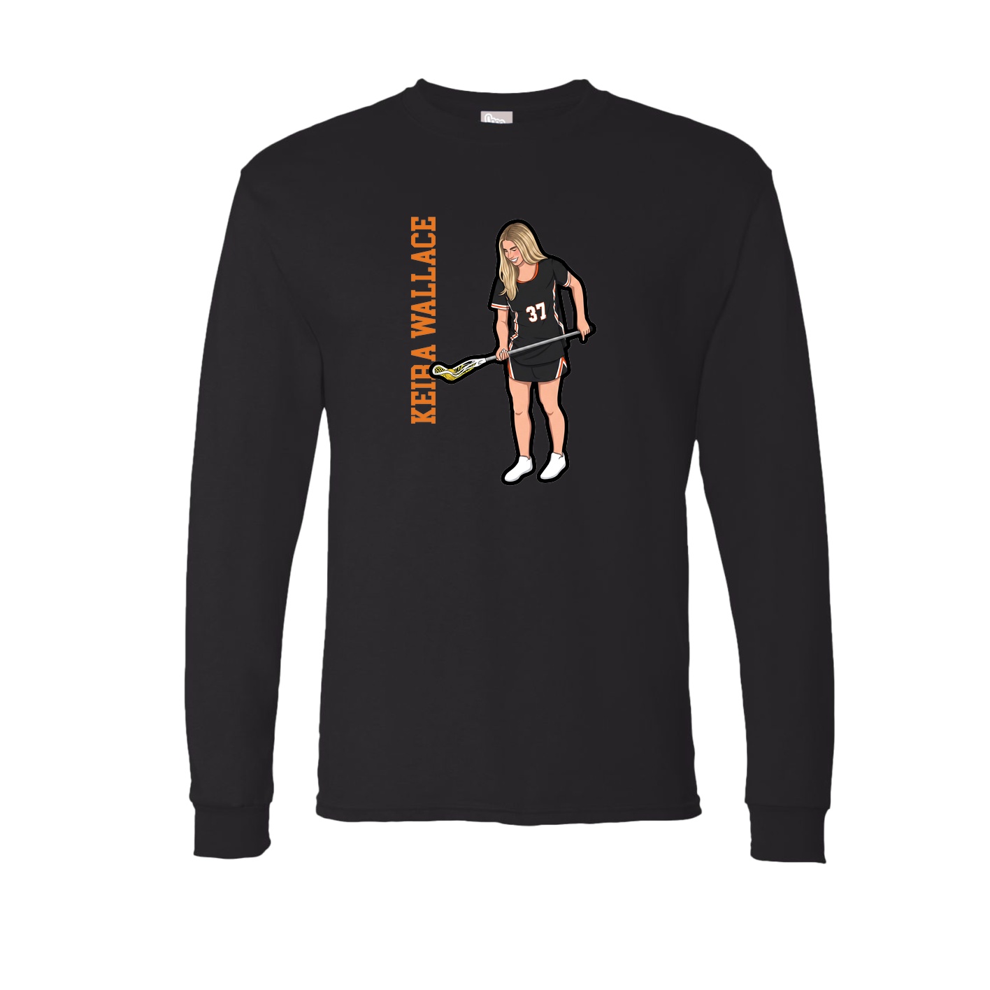 Long Sleeve Tee — Name Vertical in Black