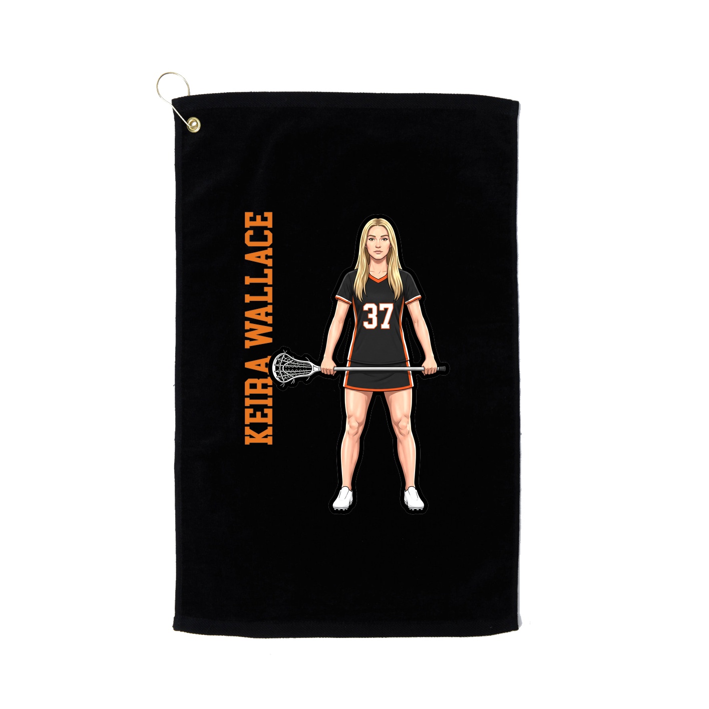 Golf Towel — Name Vertical in Black