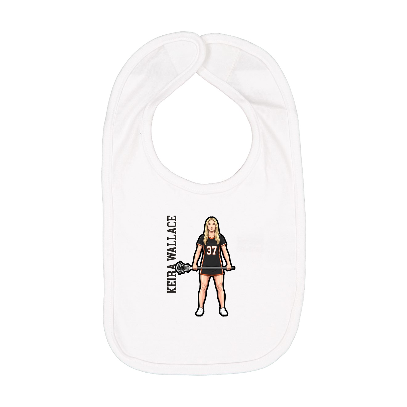 Infant Bib — Name Vertical in White