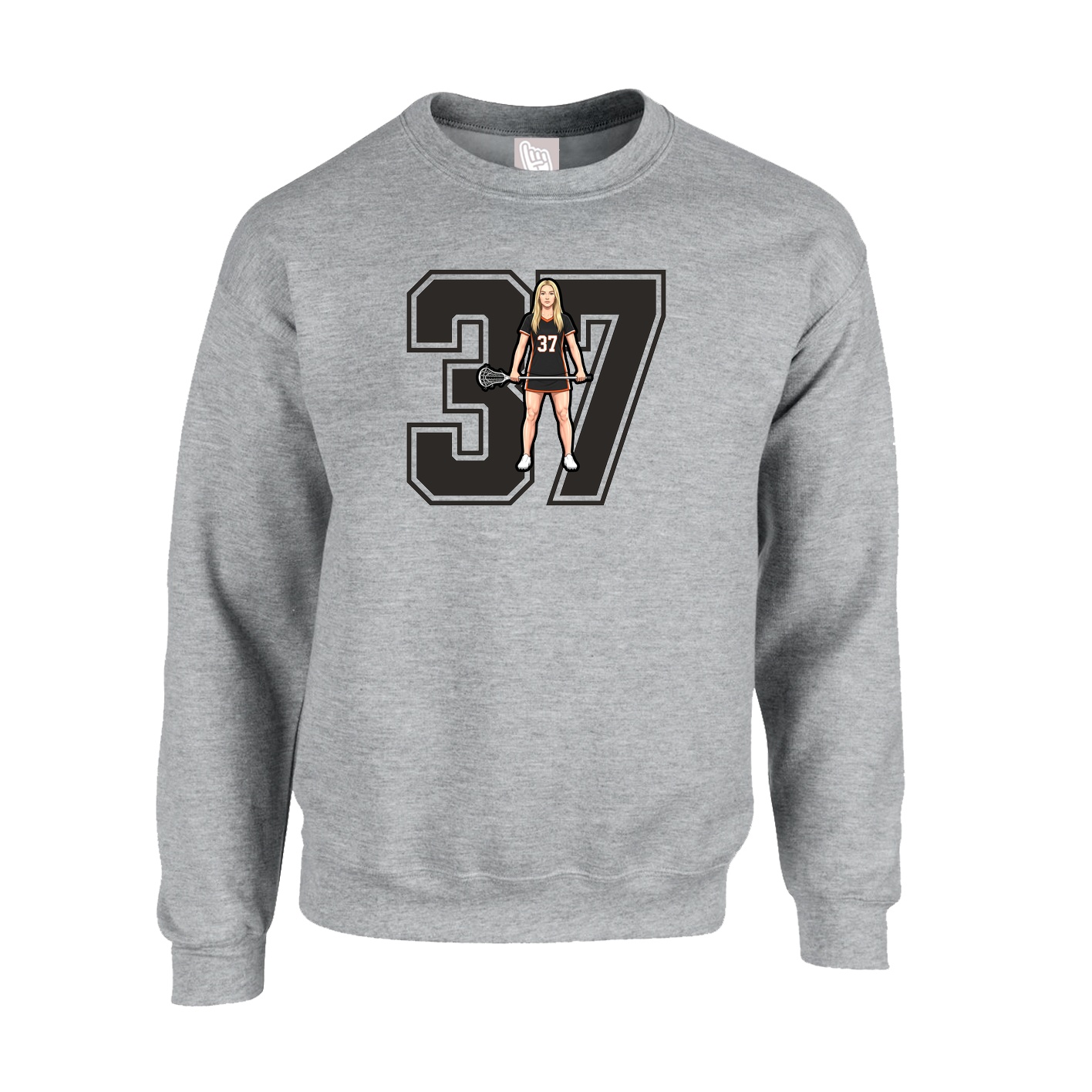 Fleece Crew — Number in Grey