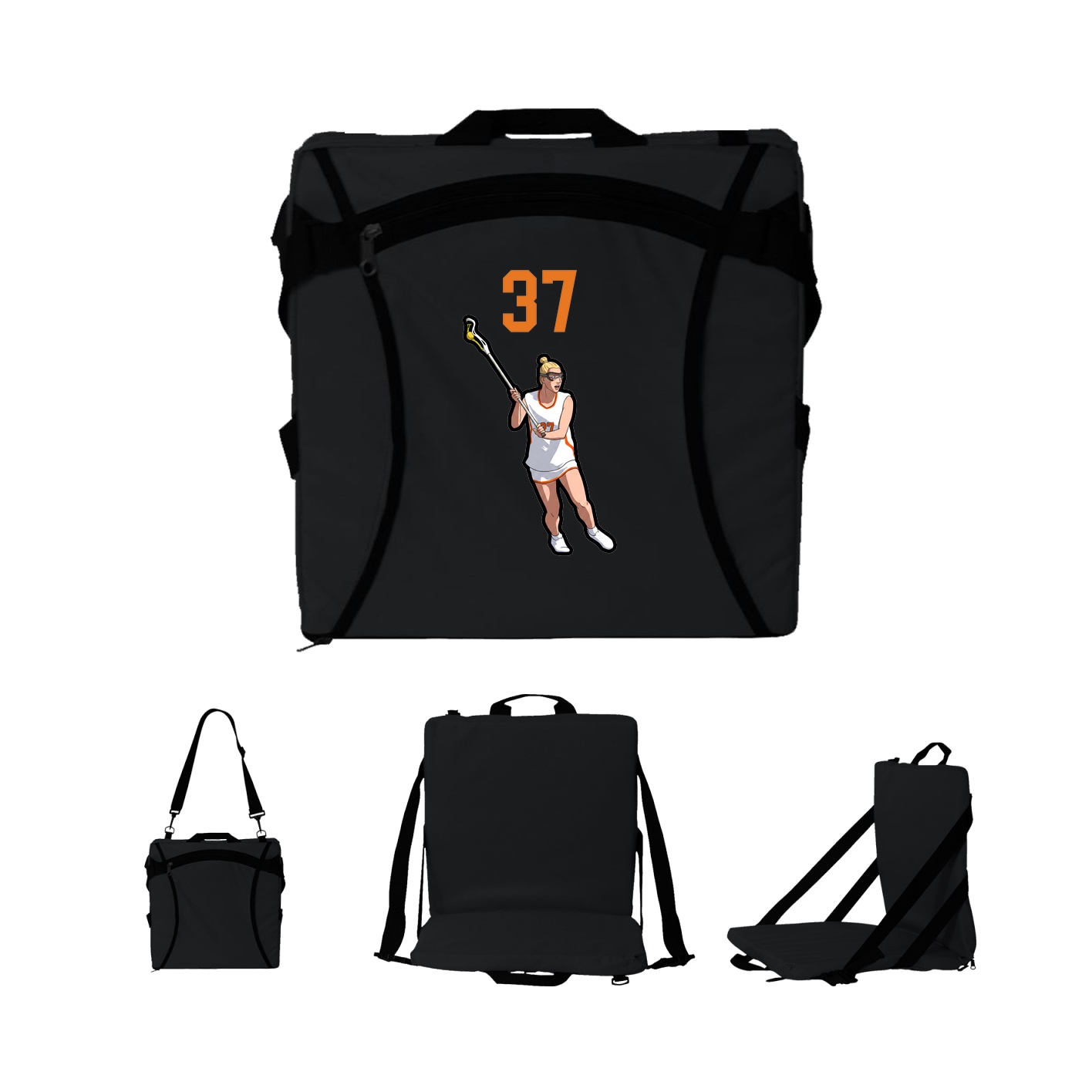 Folding Stadium Seat — Number Top in Black