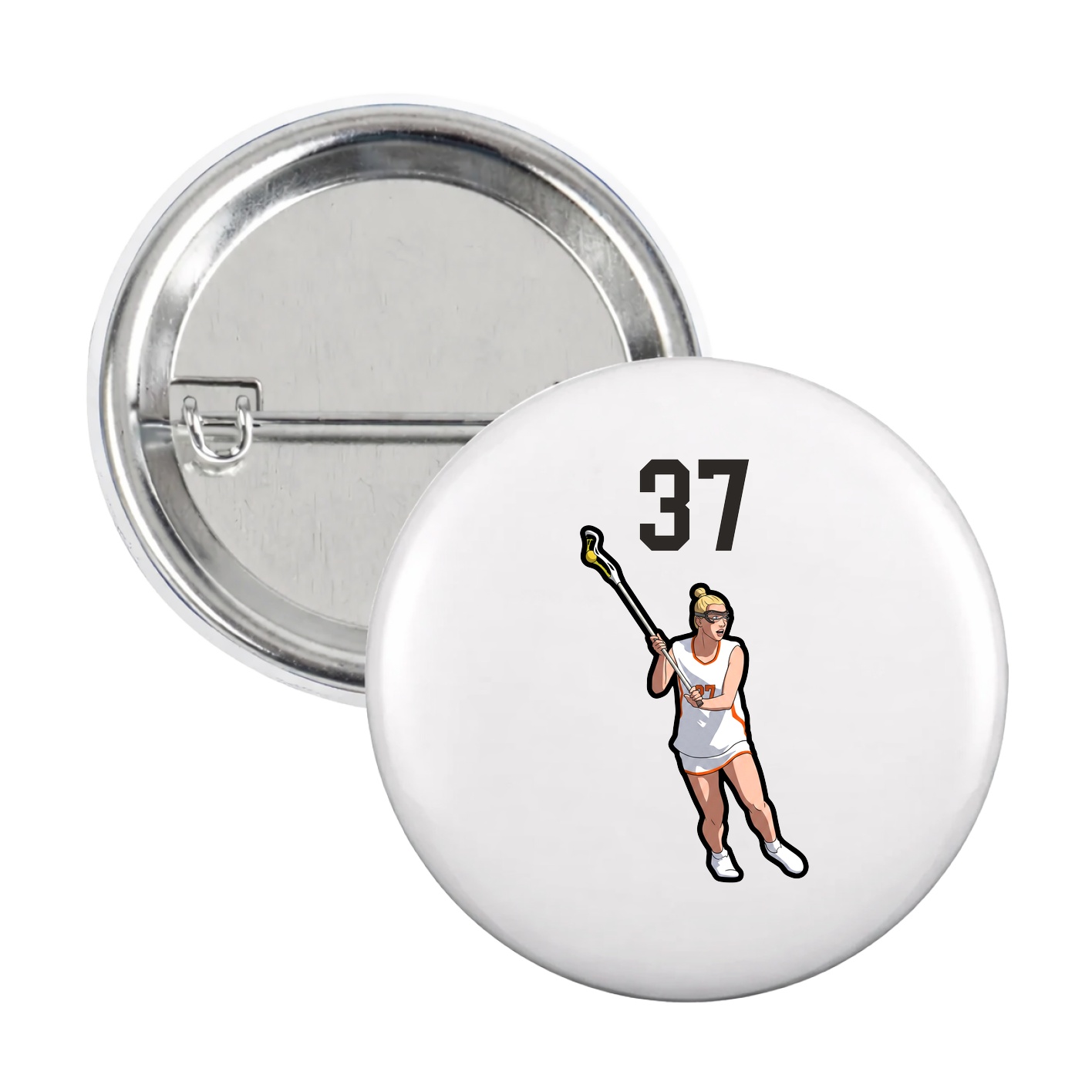 Game Day Button — Number Top in White