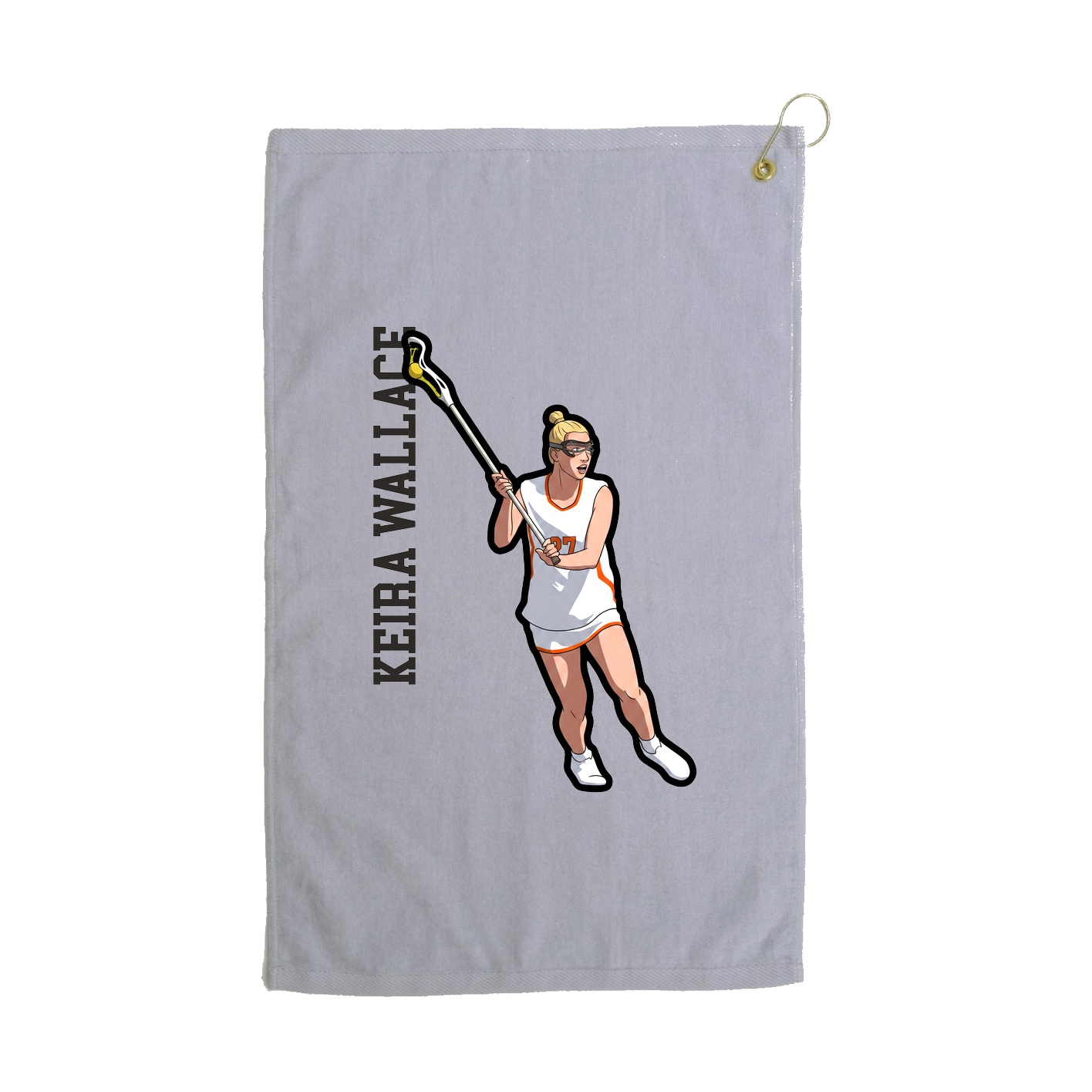 Golf Towel — Name Vertical in Grey
