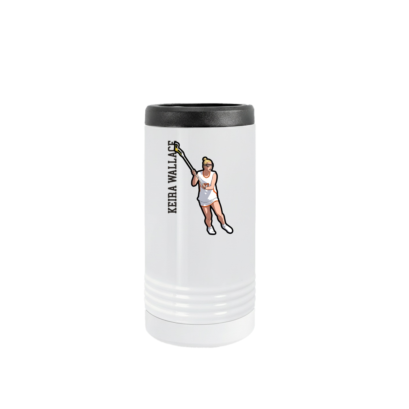 Slim Beverage Holder — Name Vertical in White