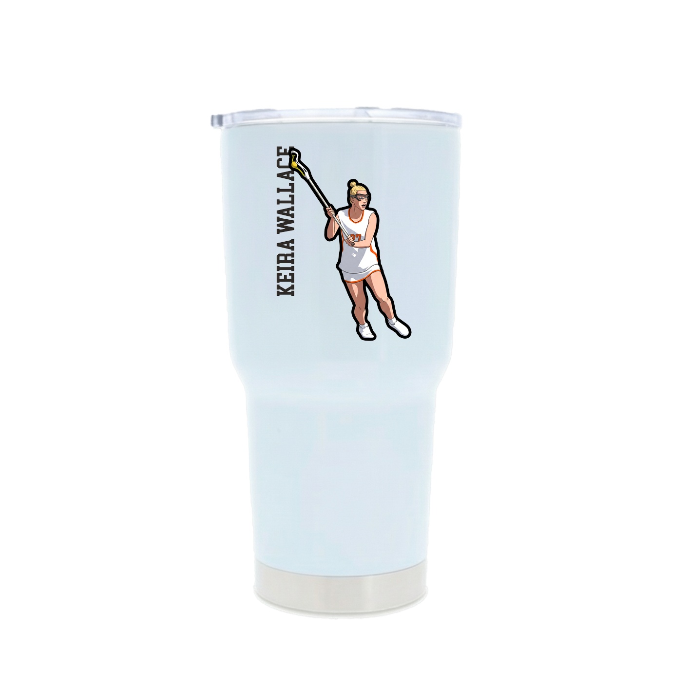 30oz Stainless Steel Tumbler — Name Vertical in White