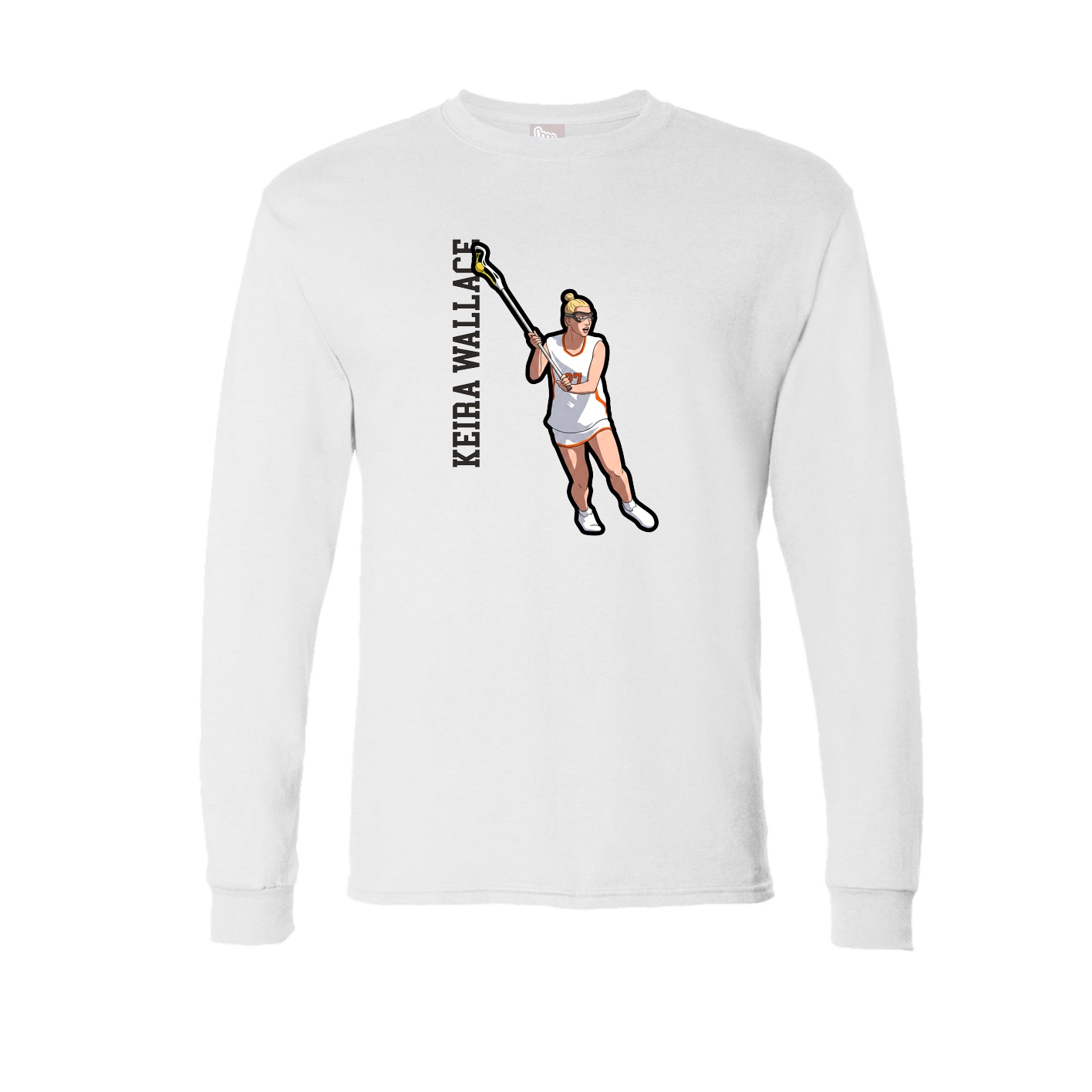 Long Sleeve Tee — Name Vertical in White