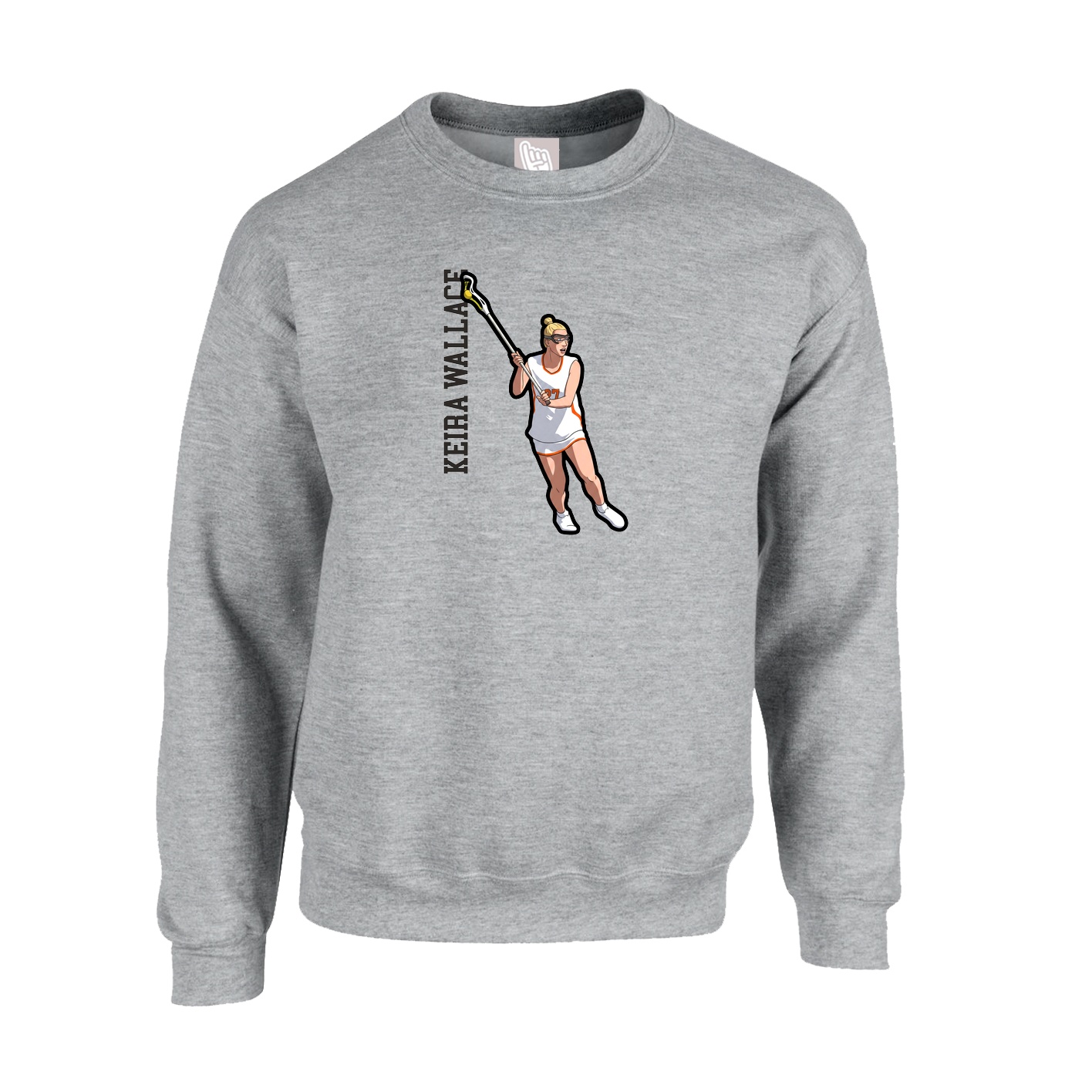 Fleece Crew — Name Vertical in Grey