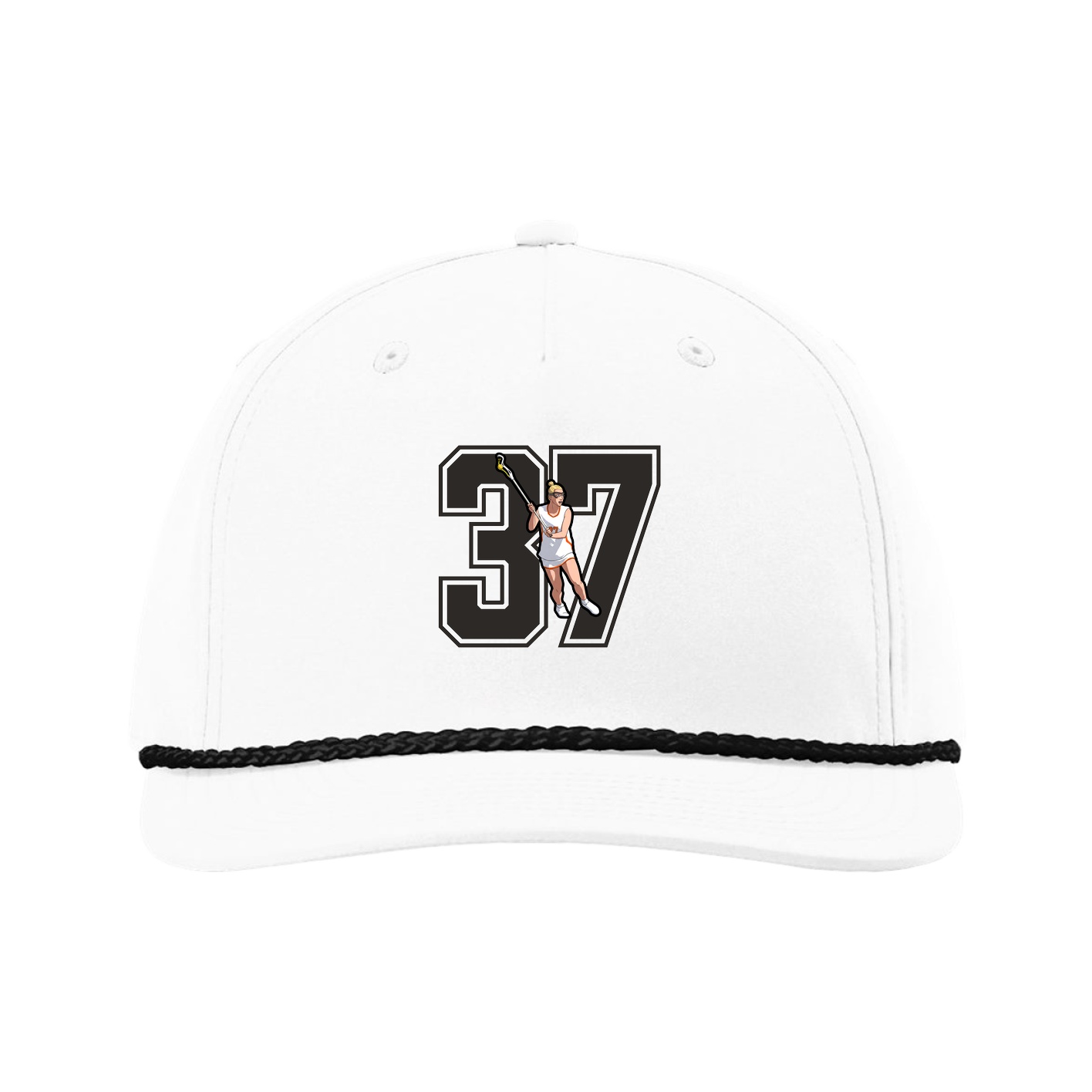 Five-Panel Classic Rope Cap — Number in White