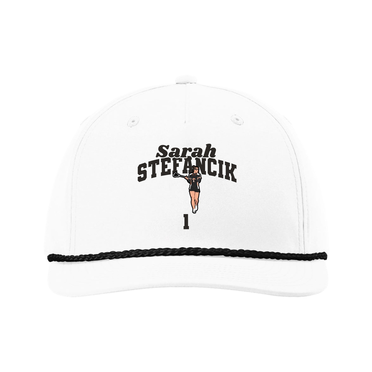 Five-Panel Classic Rope Cap — Signature Arch in White