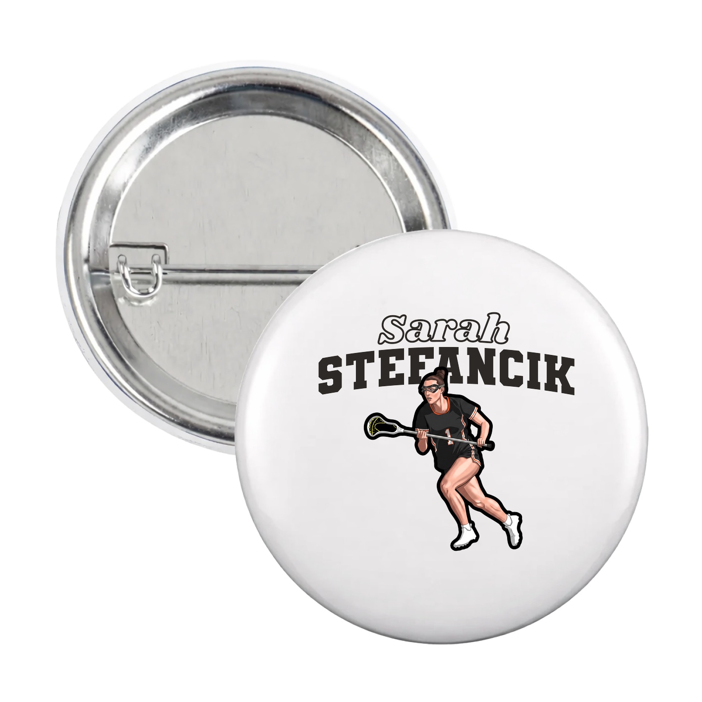 Game Day Button — Name Arch in White