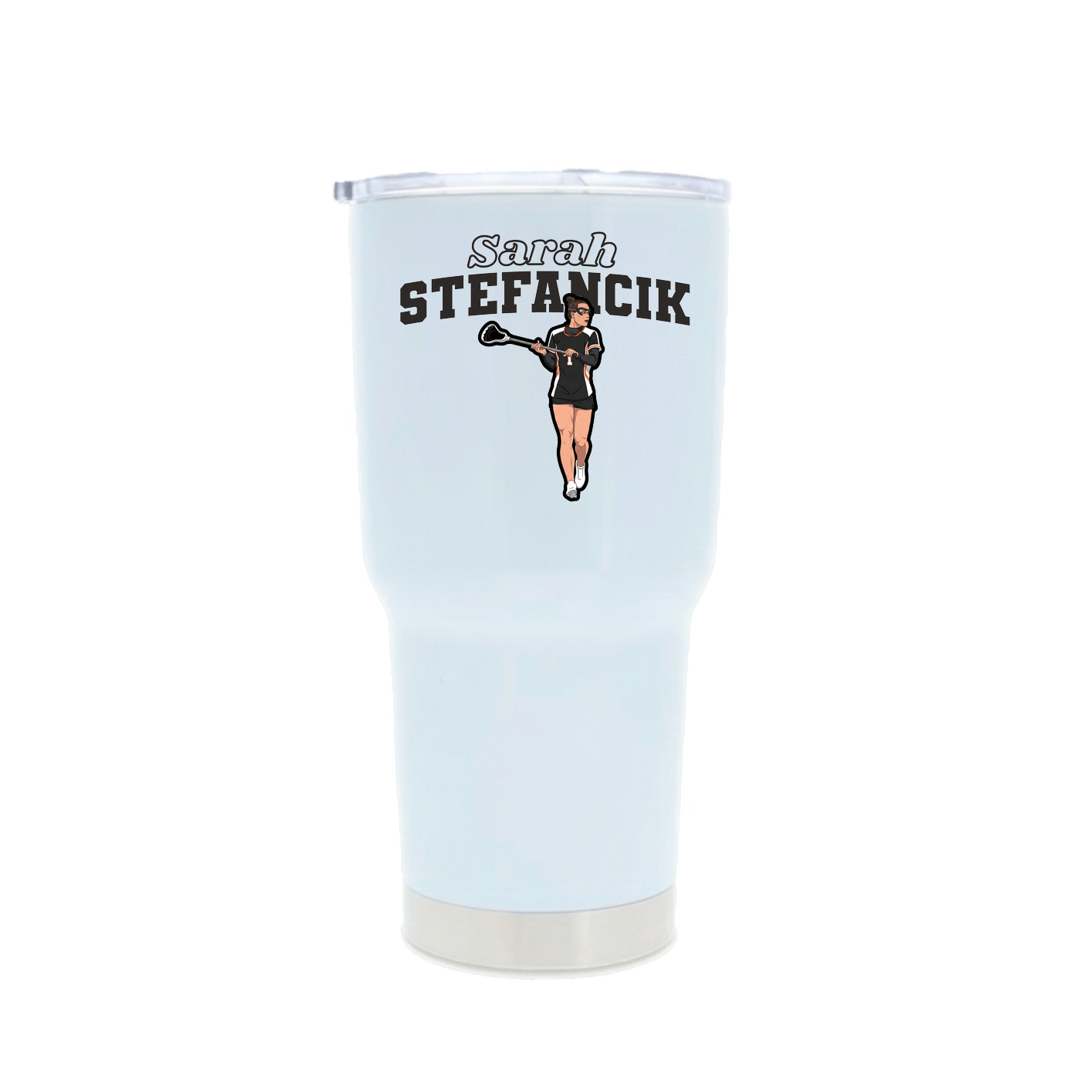 30oz Stainless Steel Tumbler — Name Arch in White