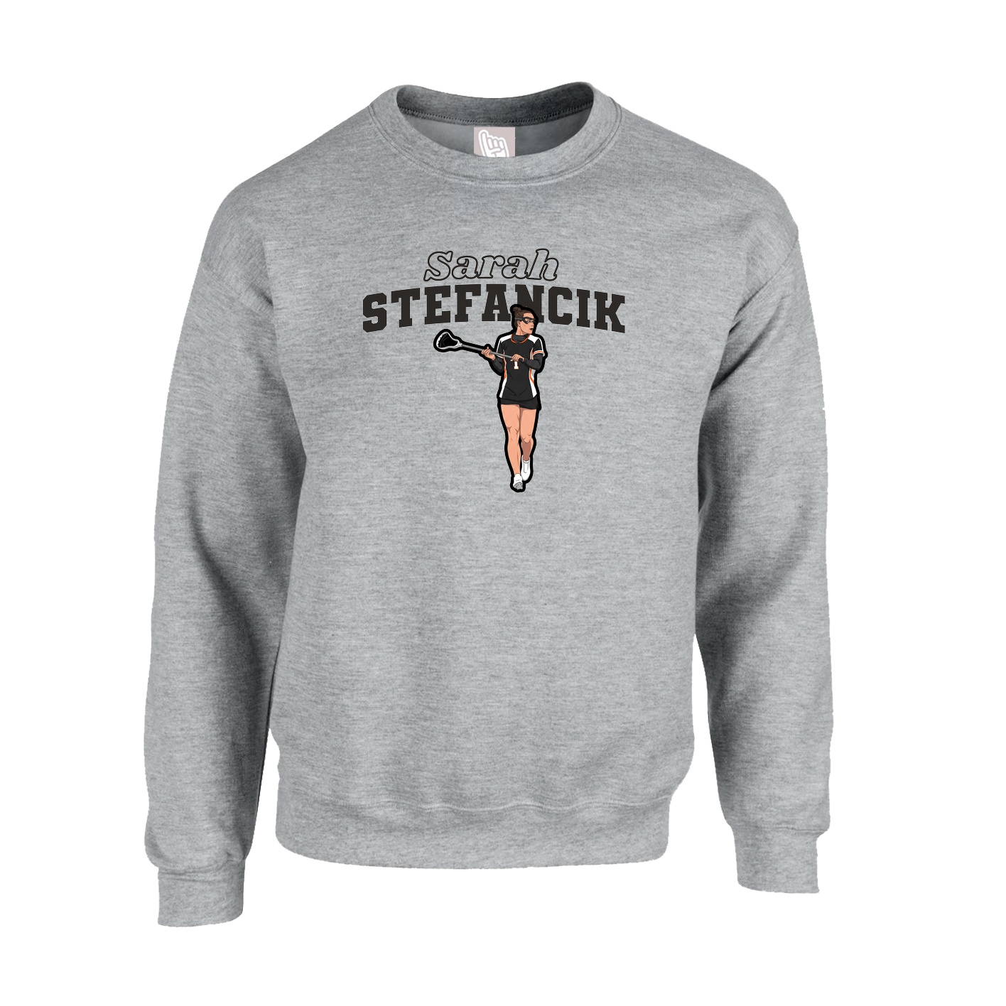 Fleece Crew — Name Arch in Grey