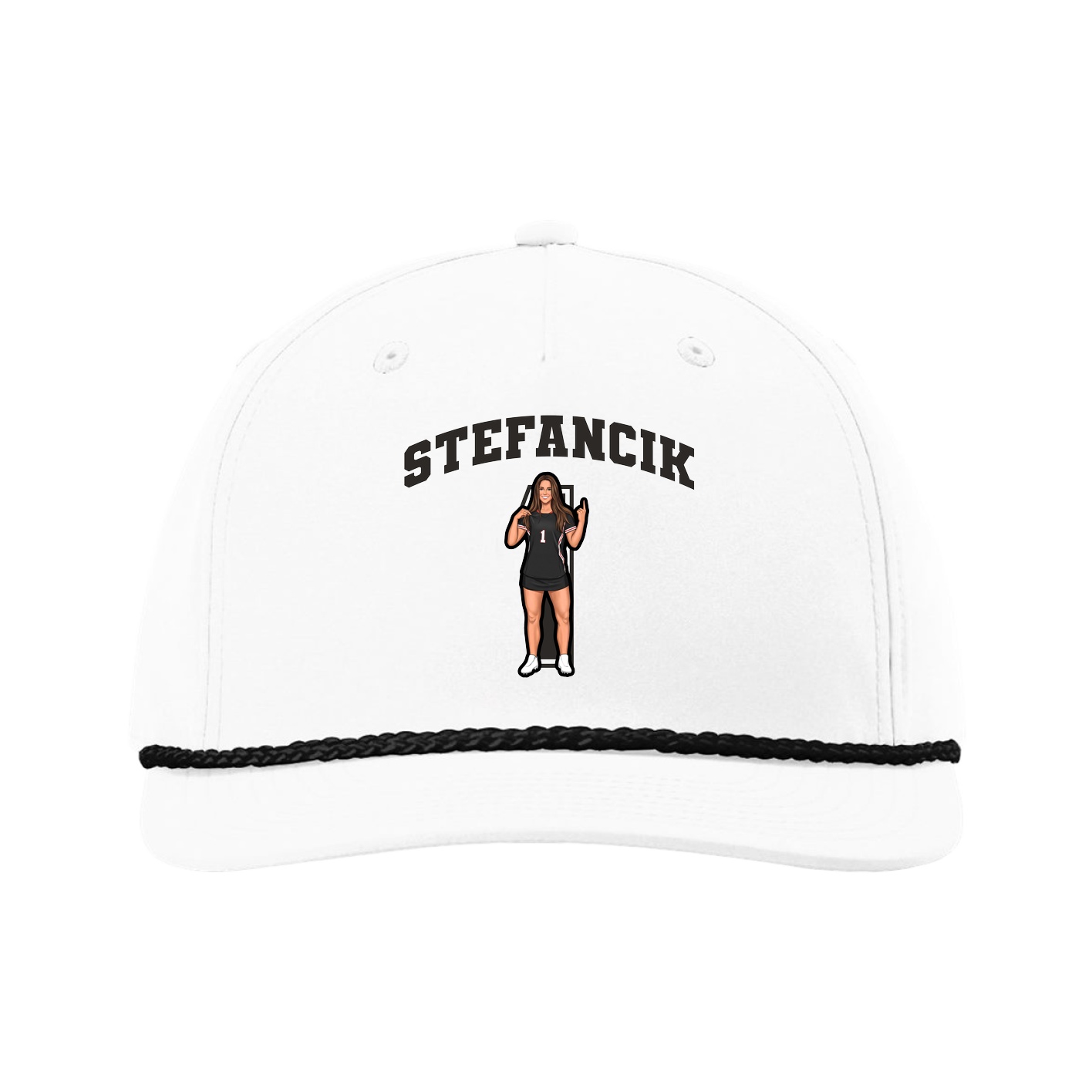 Five-Panel Classic Rope Cap — Number in White
