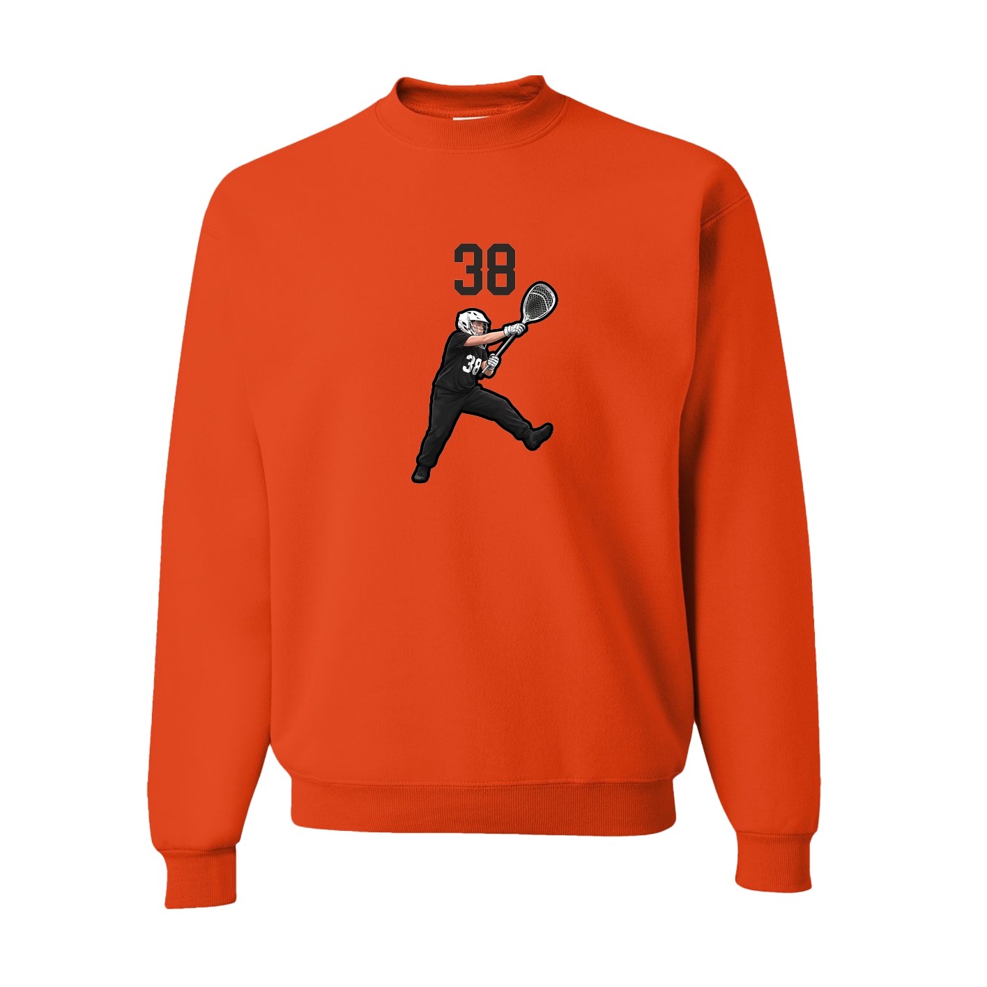 Fleece Crew — Number Top in Orange