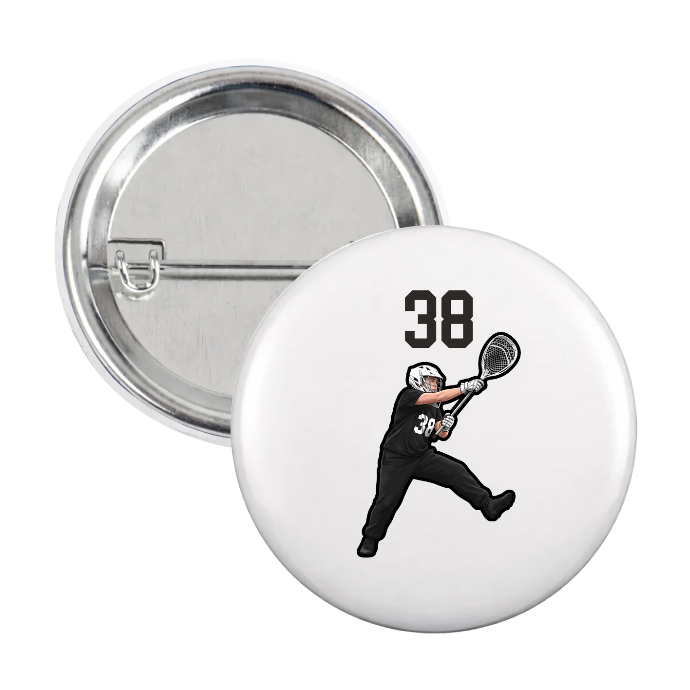 Game Day Button — Number Top in White