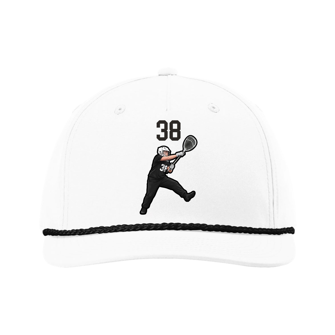Five-Panel Classic Rope Cap — Number Top in White