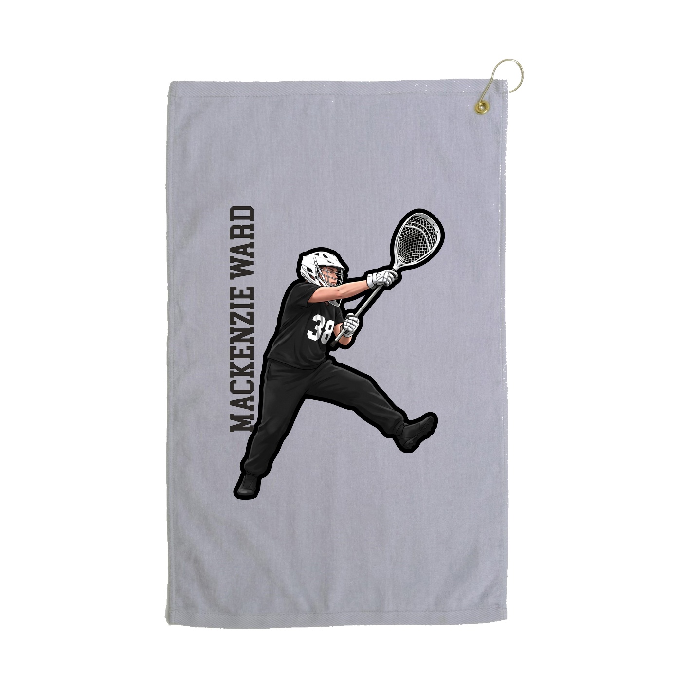 Golf Towel — Name Vertical in Grey