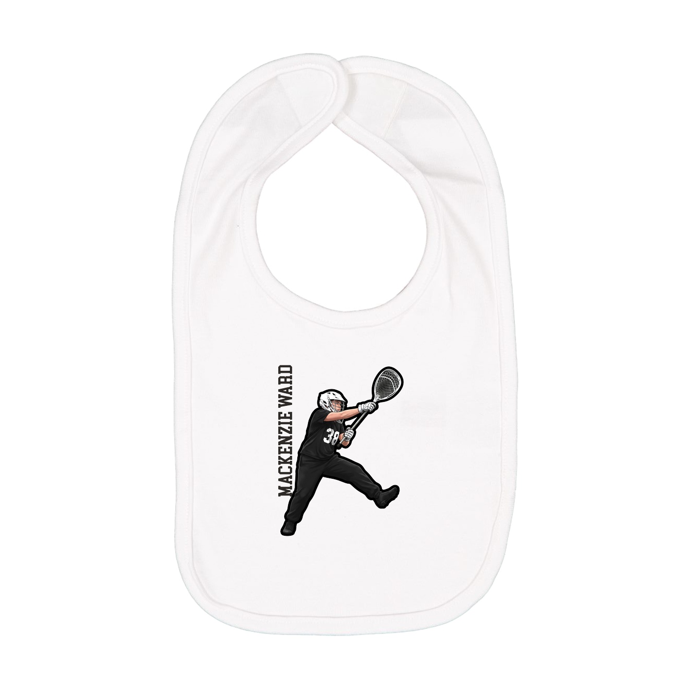 Infant Bib — Name Vertical in White