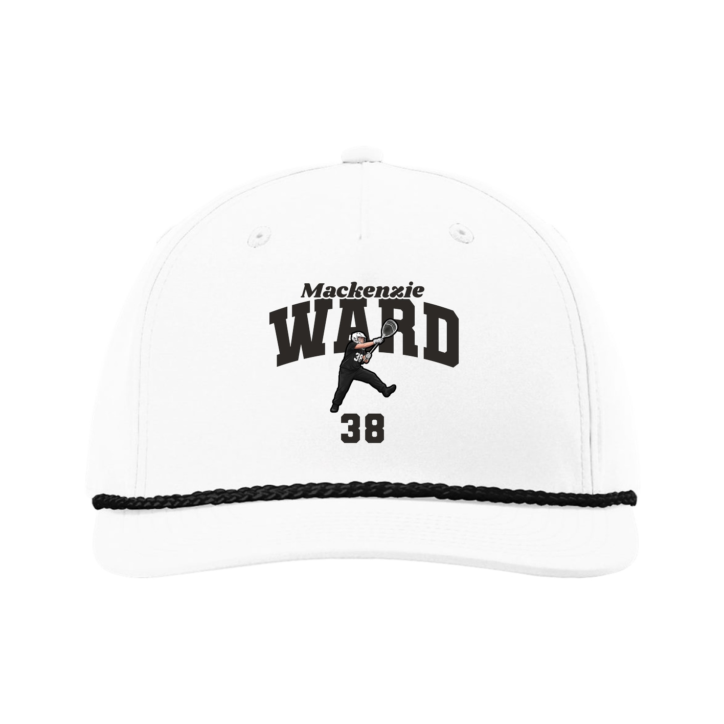 Five-Panel Classic Rope Cap — Signature Arch in White