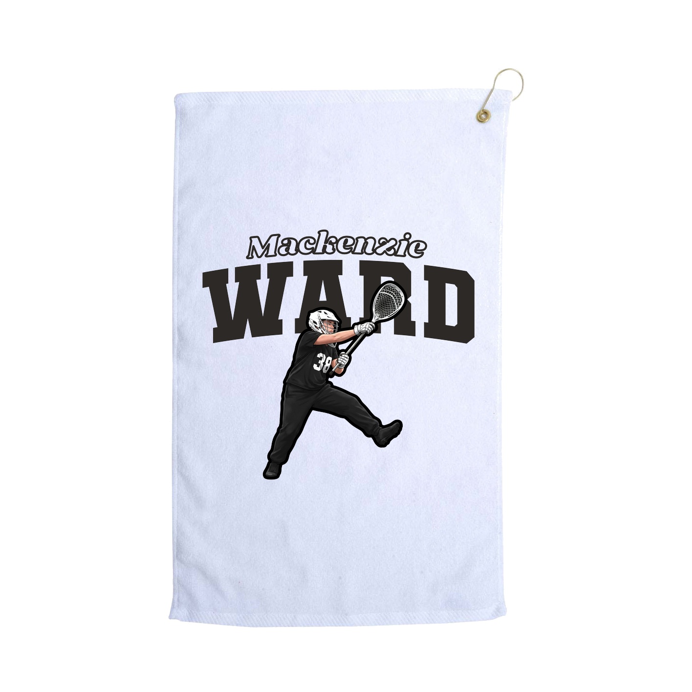 Golf Towel — Name Arch in White