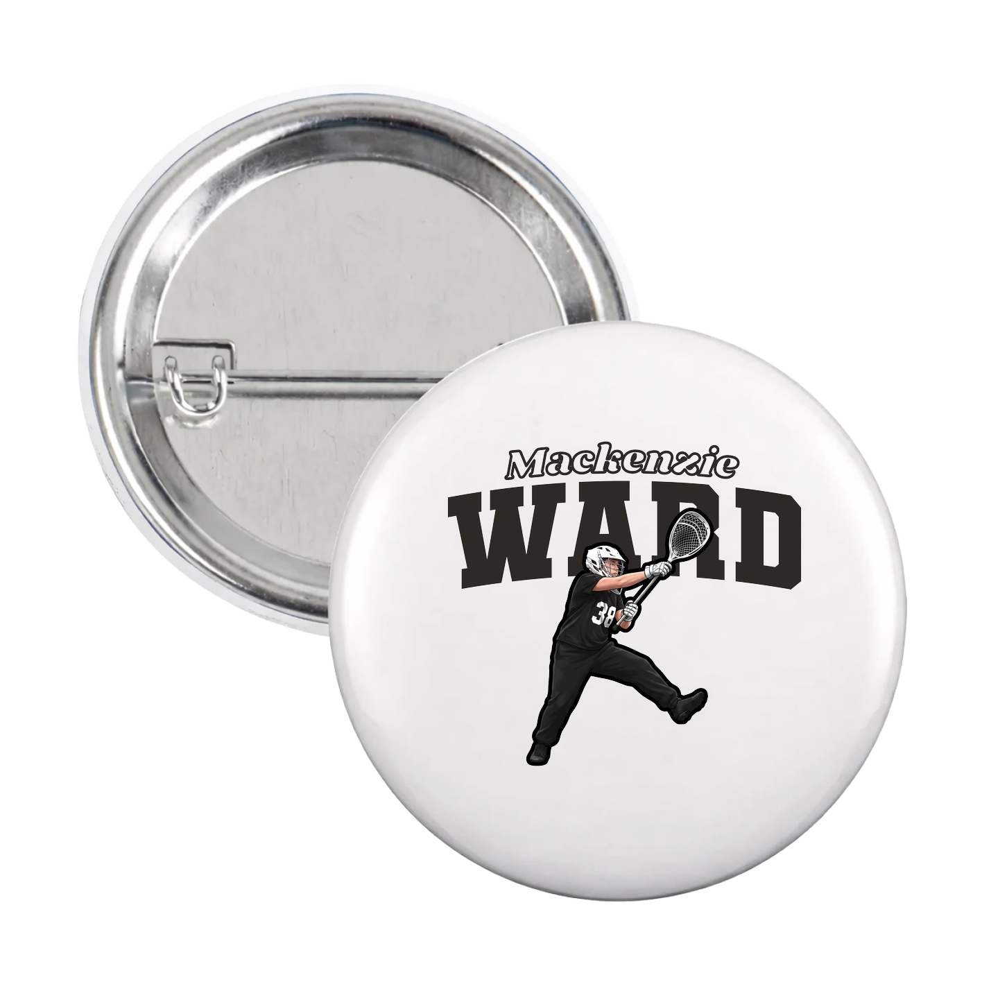 Game Day Button — Name Arch in White