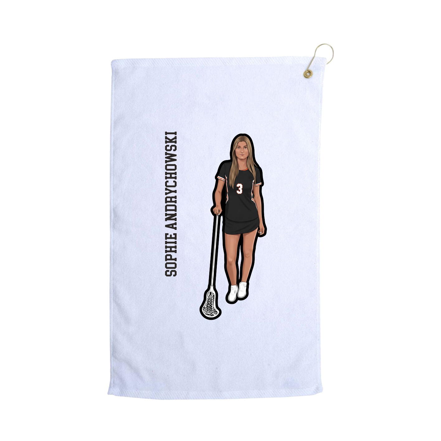 Golf Towel — Name Vertical in White