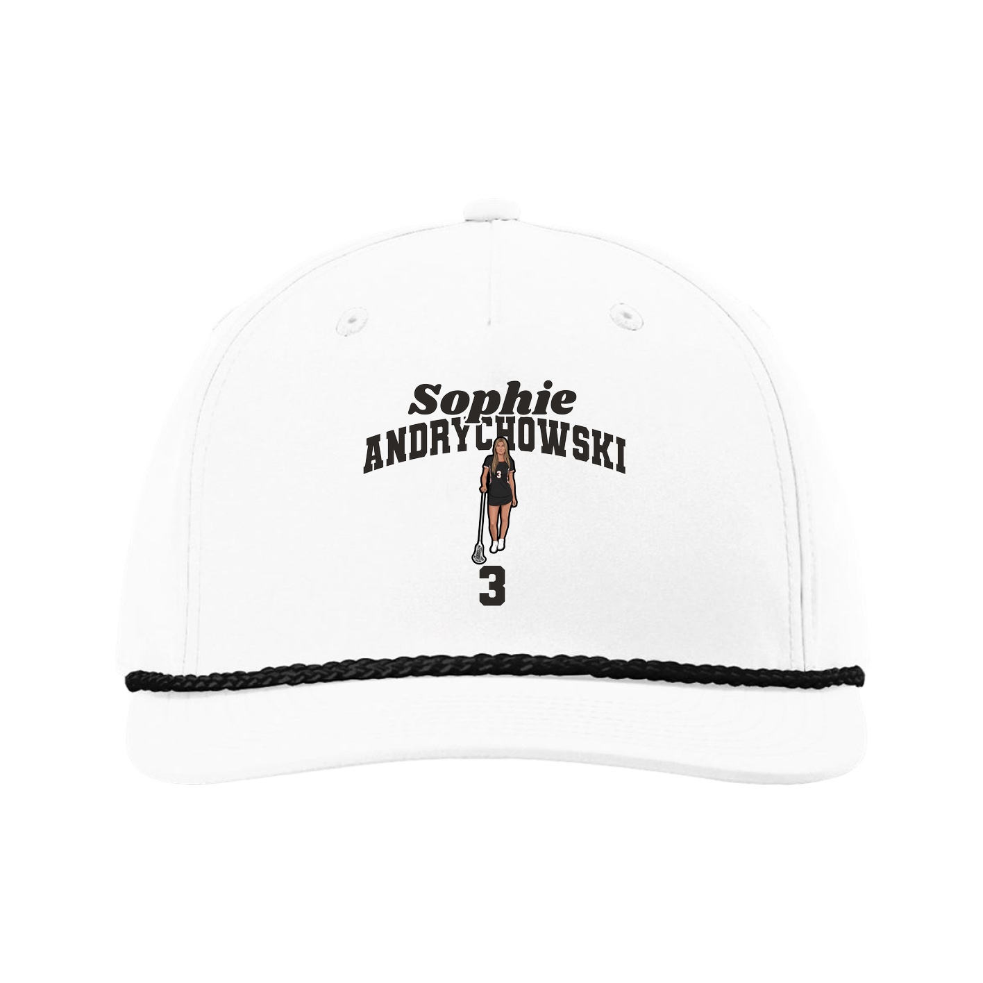 Five-Panel Classic Rope Cap — Signature Arch in White