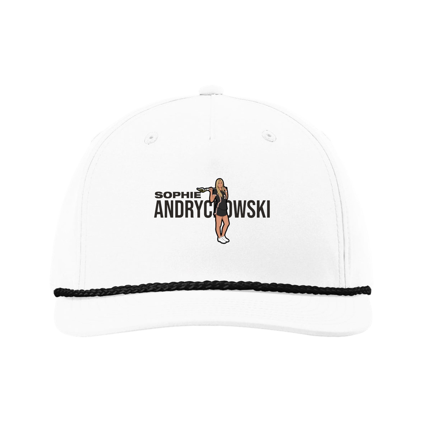 Five-Panel Classic Rope Cap — Player Name in White
