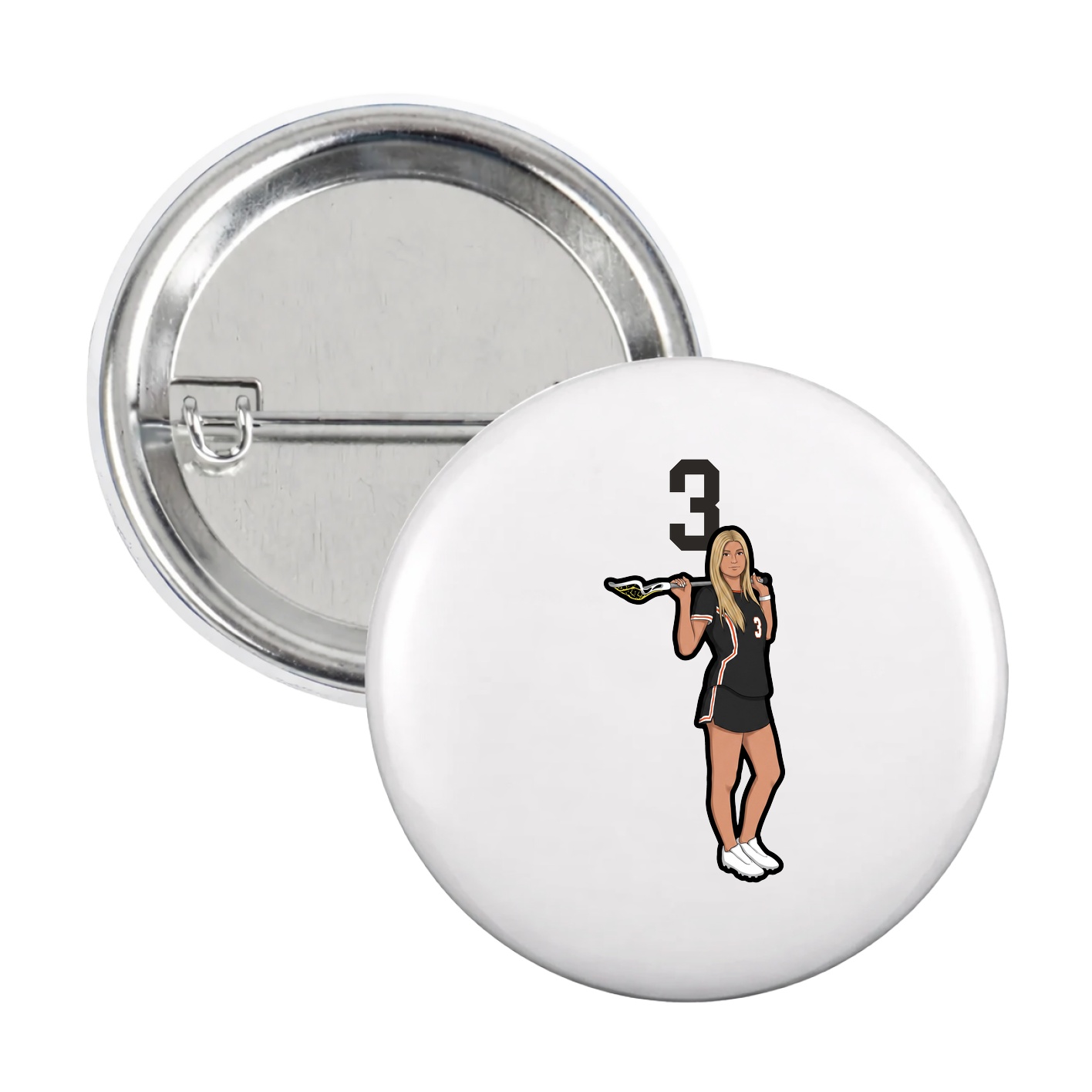 Game Day Button — Number Top in White