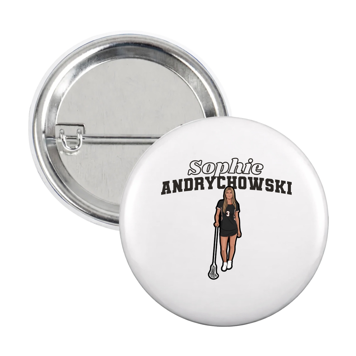 Game Day Button — Name Arch in White