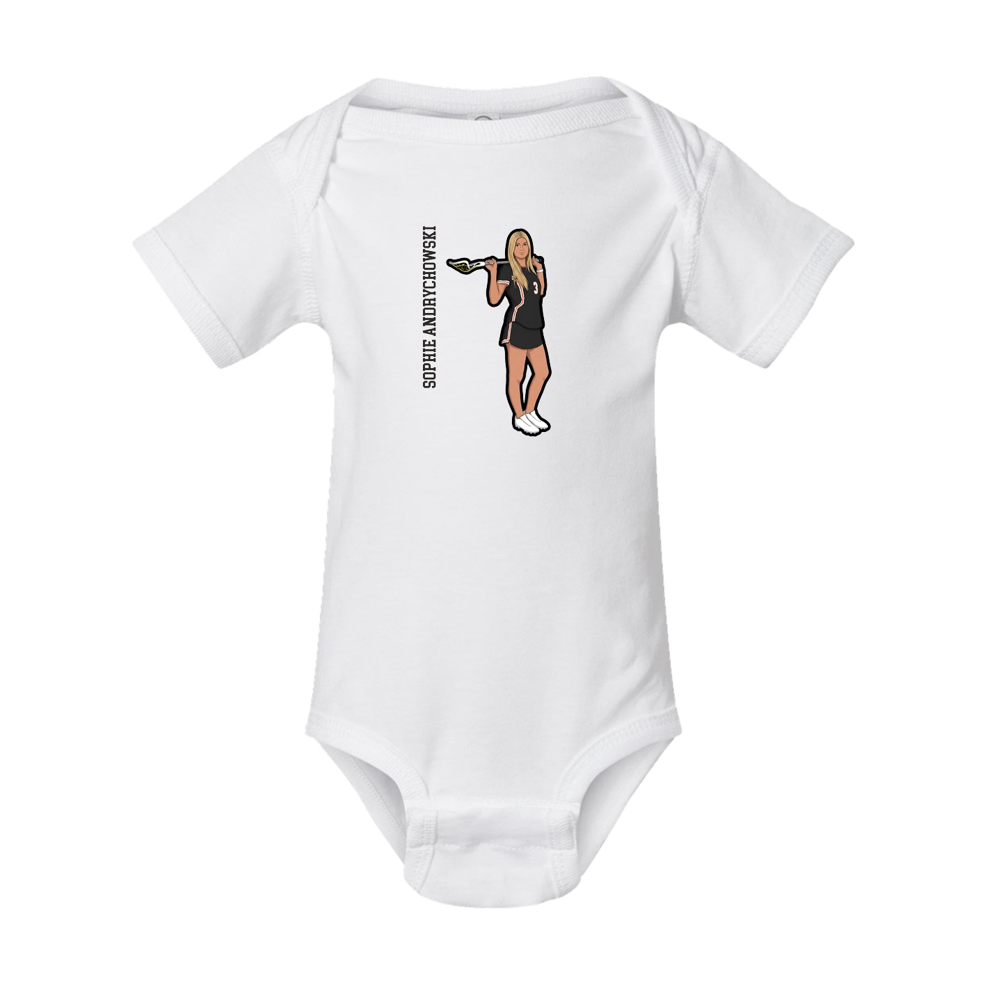 Baby Onesie — Name Vertical in White