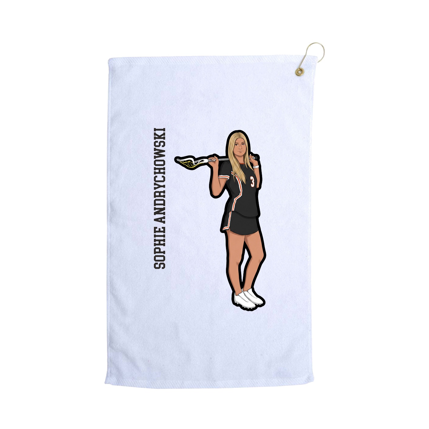 Golf Towel — Name Vertical in White