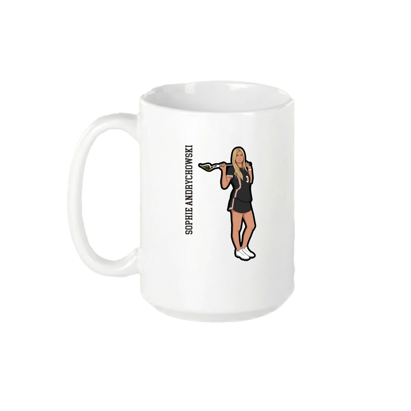 15oz Coffee Mug — Name Vertical in White