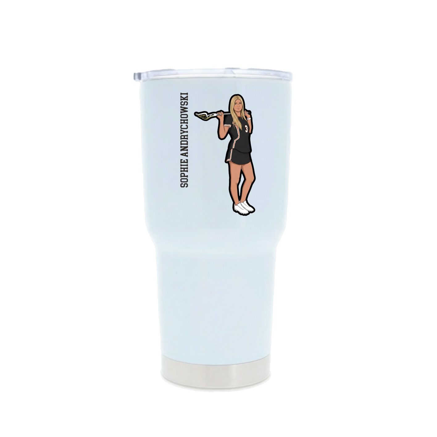 30oz Stainless Steel Tumbler — Name Vertical in White
