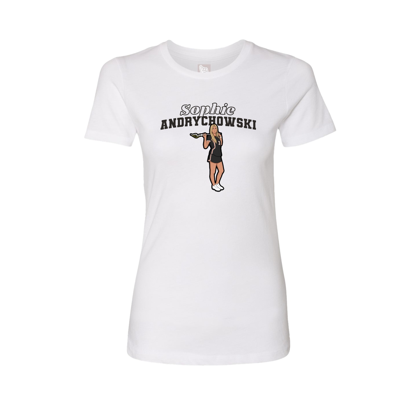 Fitted Women's Tee — Name Arch in White