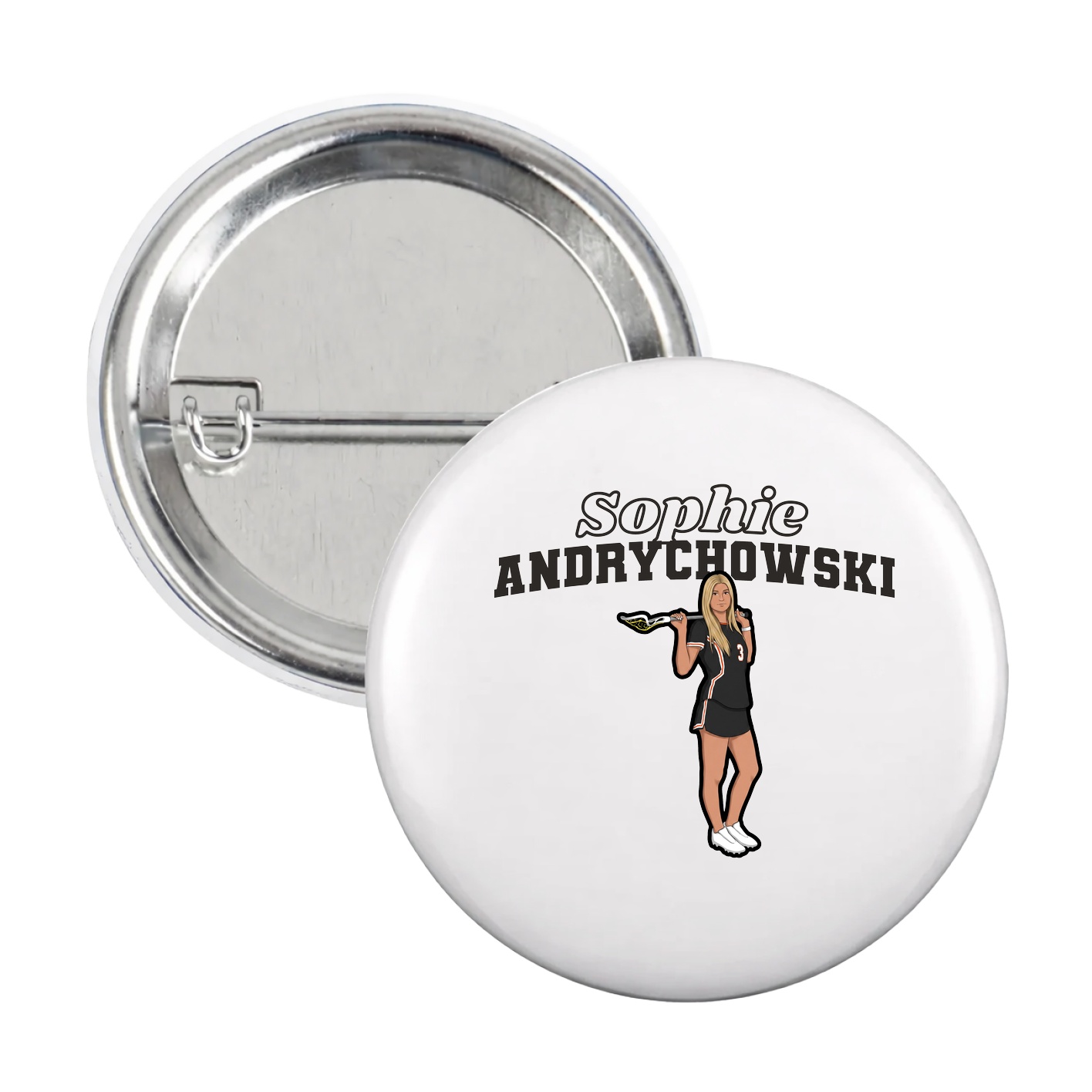 Game Day Button — Name Arch in White
