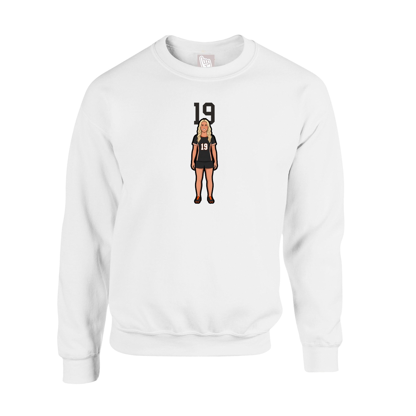 Fleece Crew — Number Top in White
